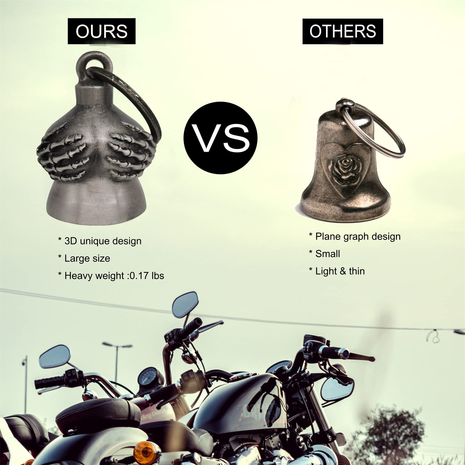 Dream Apparel Motorcycle Ride Bell For Bikers,Heavy Spirit Bells Accessory And Key Chain For Luck
