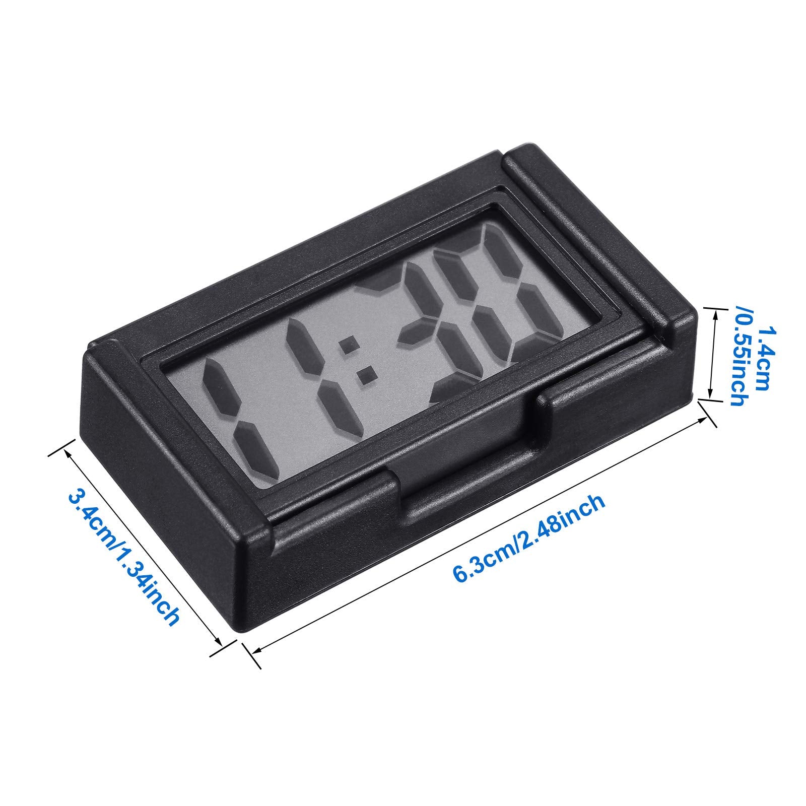 Frienda Mini Digital Clock Small Magnetic Clock Car Dashboard Clock Stick on Clock Self Adhesive Bracket Digital Clock Battery O