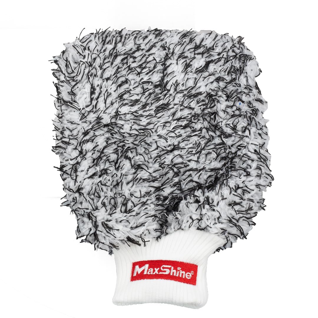Maxshine Microfiber Wash Mitt (White & Black) - Premium Car Detailing Mitt, Scratch-Free, Lint-Free Glove for Washing Cars, Truc