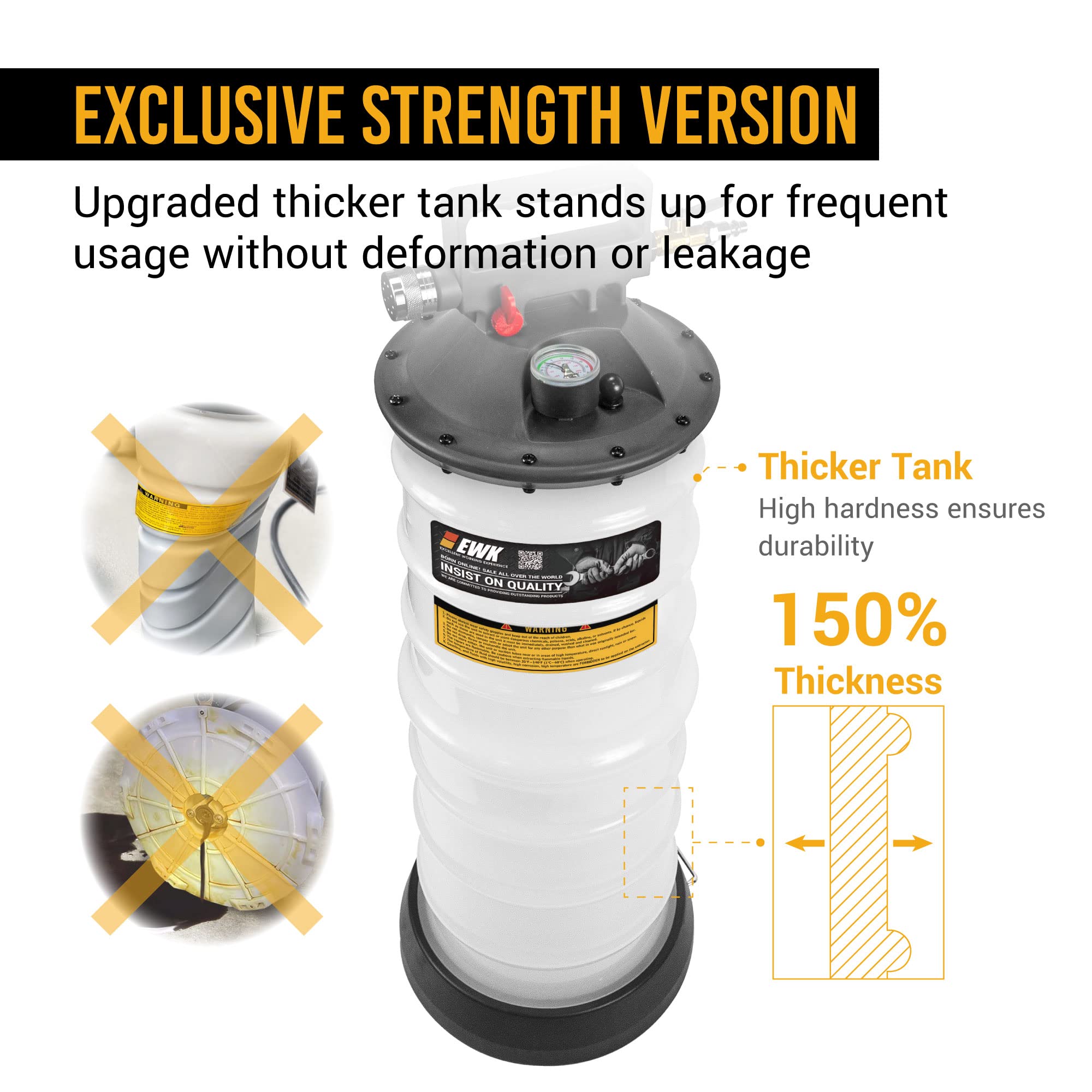 Ewk 13.5L Heavy Duty Pneumatic Oil Extractor/Dispenser Pump For Automotive Fluids Vacuum Evacuation