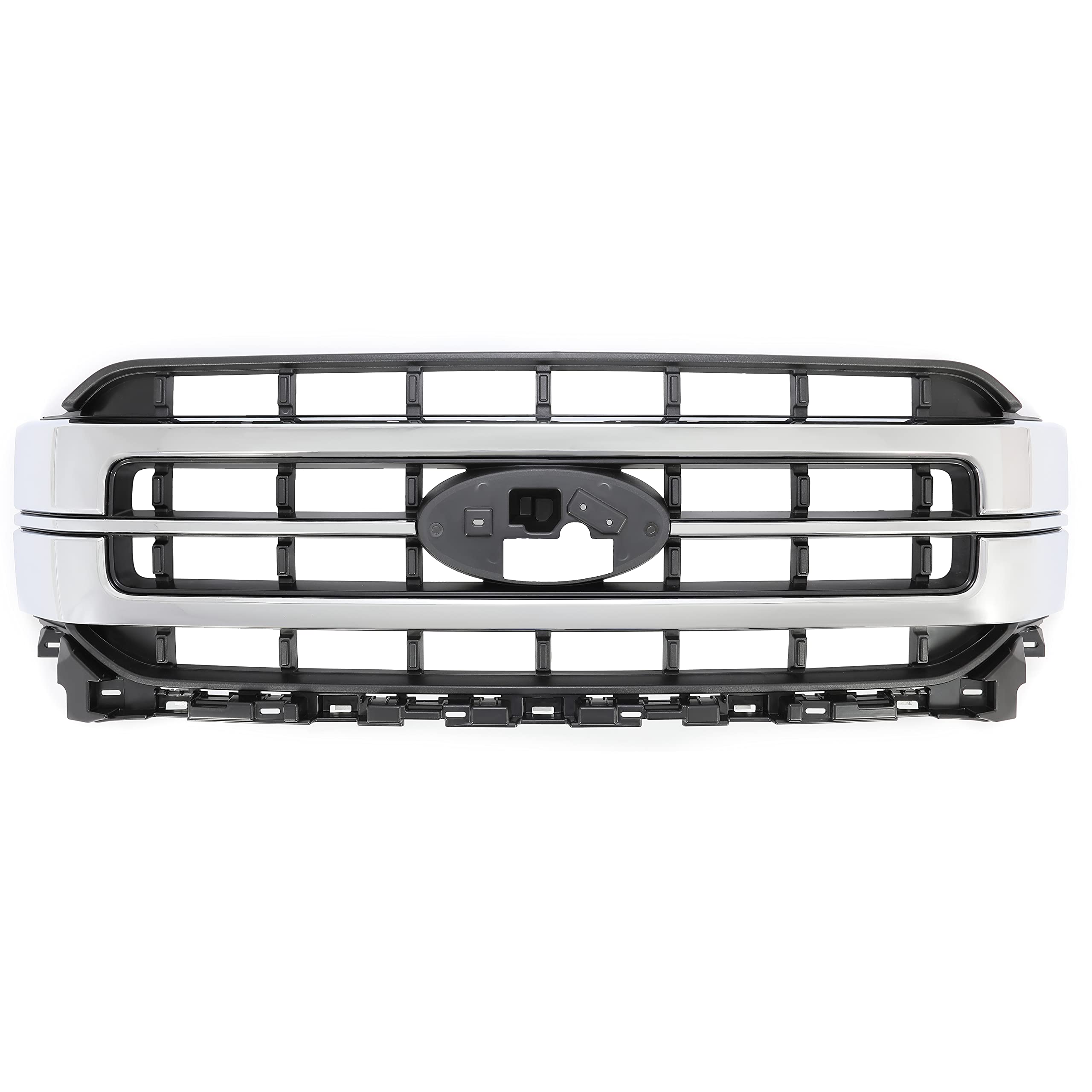 Kuafu Front Bumper Grille Compatible With 2021-2023 Ford F150 Sport Lariat Grill Replacement For Ml3Z-8200-Fa Chrome Silvery+Black