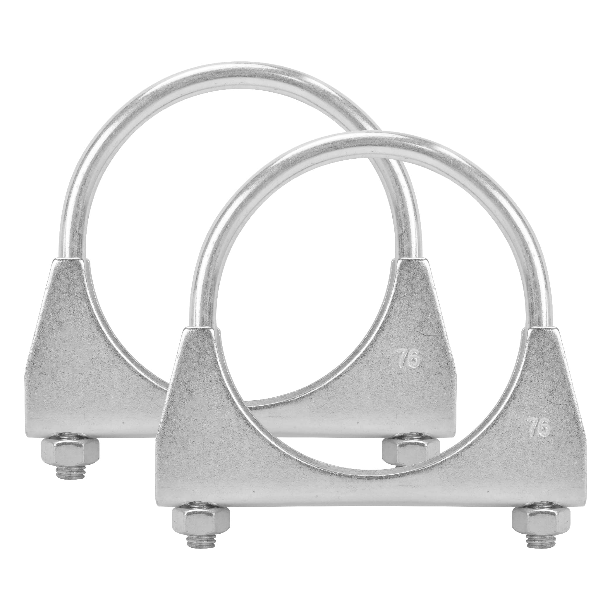 Batoneco 3'' U Bolt Clamp, Muffler Exhaust Clamps,3 Inch Saddle Style Heavy Duty Mild Steel(2-Pack)
