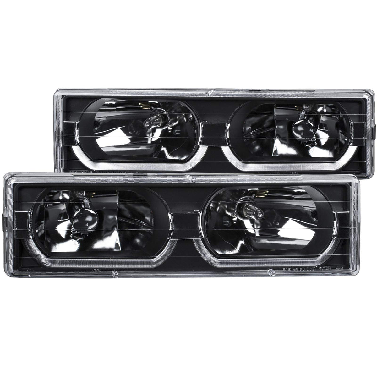 Anzousa 111299 Black/Clear Low-Brow Style Headlight For Chevrolet Full Size Truck