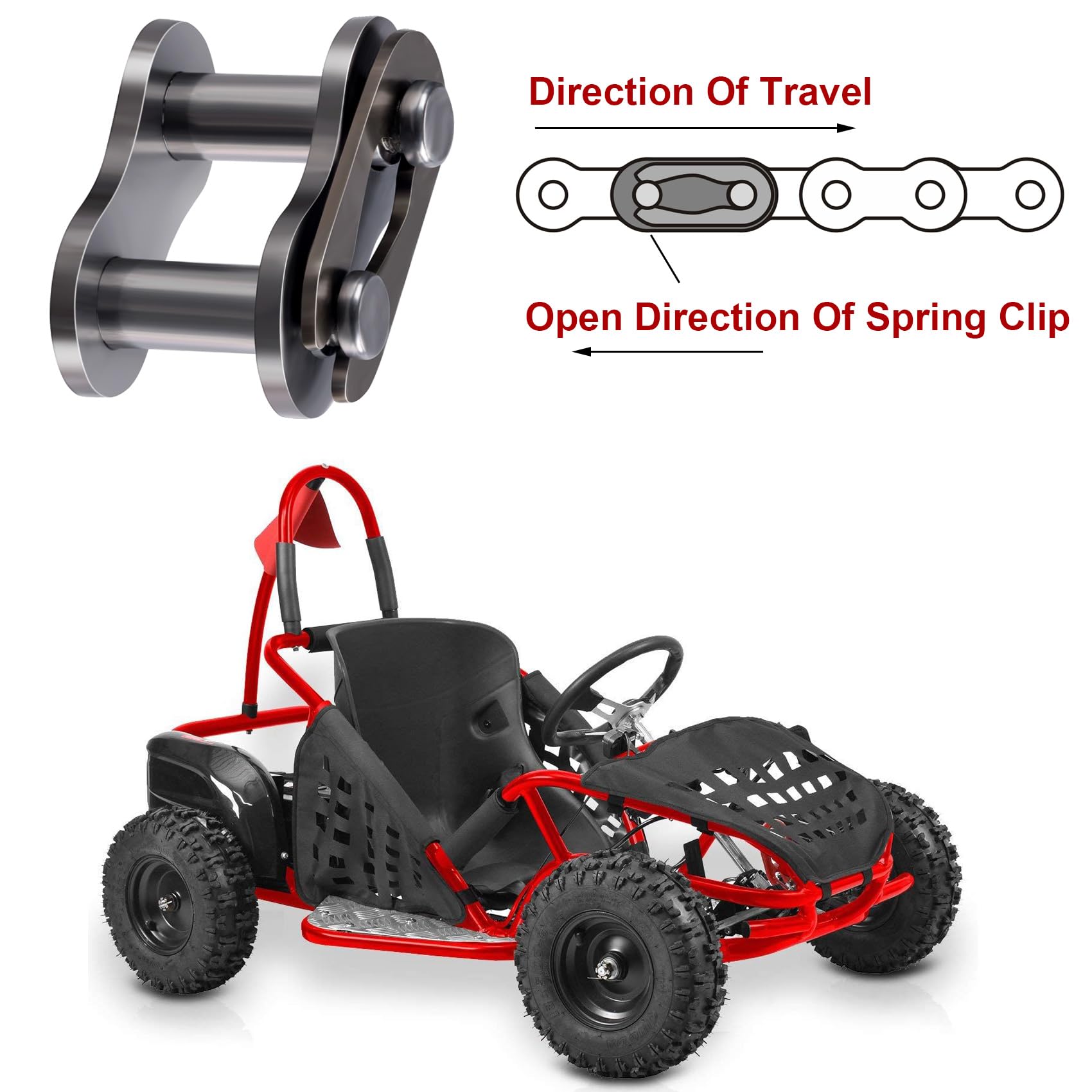 Pagow 15Pcs #428 Chain Master Link Roller, Steel Alloy Heavy Duty Connector For Bike Bicycle Mini Karting Pit Atv Scooter Baja D