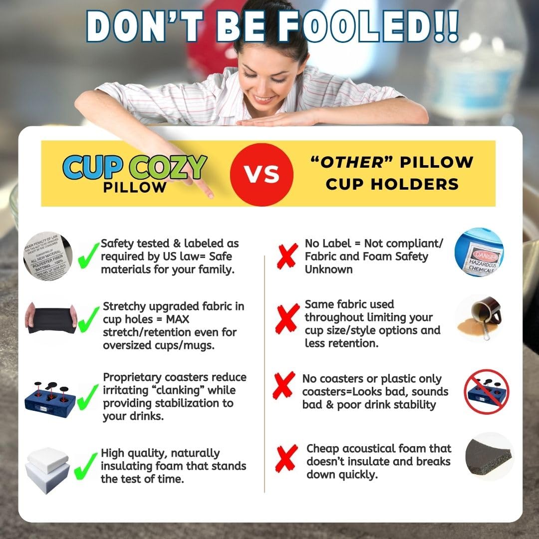 The Original Cup Cozy Pillow Gray-As Seen On Tv-The World'S Best Couch/Bed/Car Cup Holder For Drinks/Snacks/Remotes! (Black)