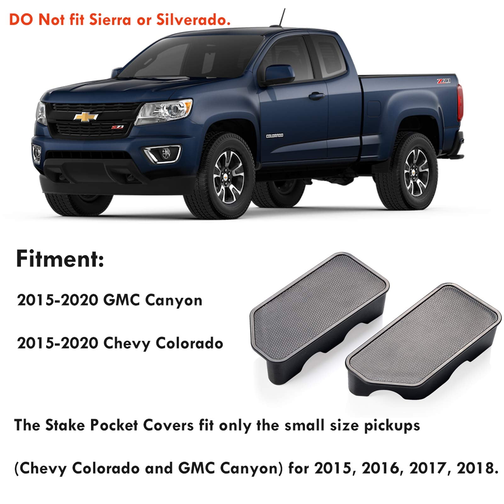 Moonlinks GMC Canyon Stake Pocket Covers, 2 Pack, ABS Material, for 2015-2020 GMC Canyon/Chevy Colorado, Canyon Color