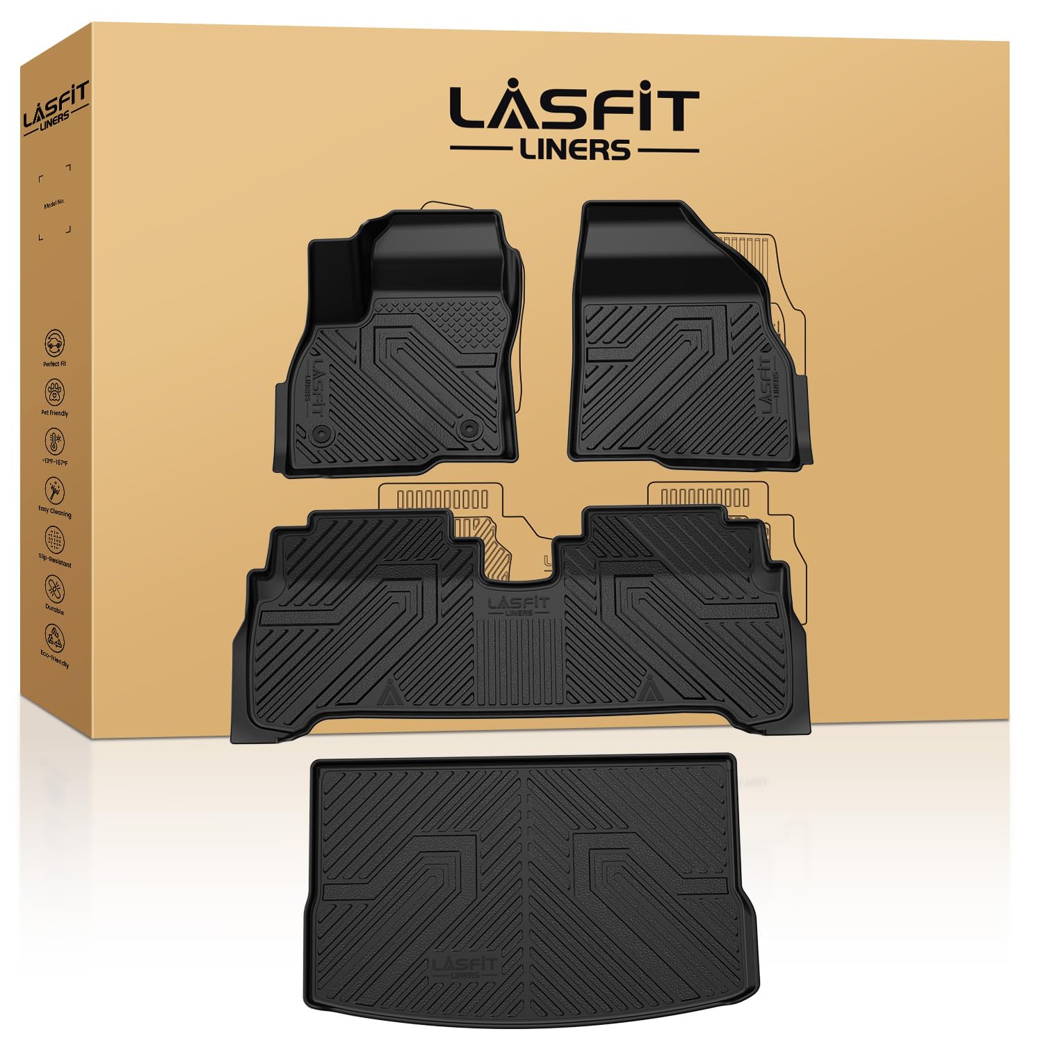 Lasfit Floor Mats & Cargo Liner For Chevrolet Chevy Bolt Euv 2022-2023 (Not Ev), All Weather Tpe Custom Fit Floor Mats For Car,