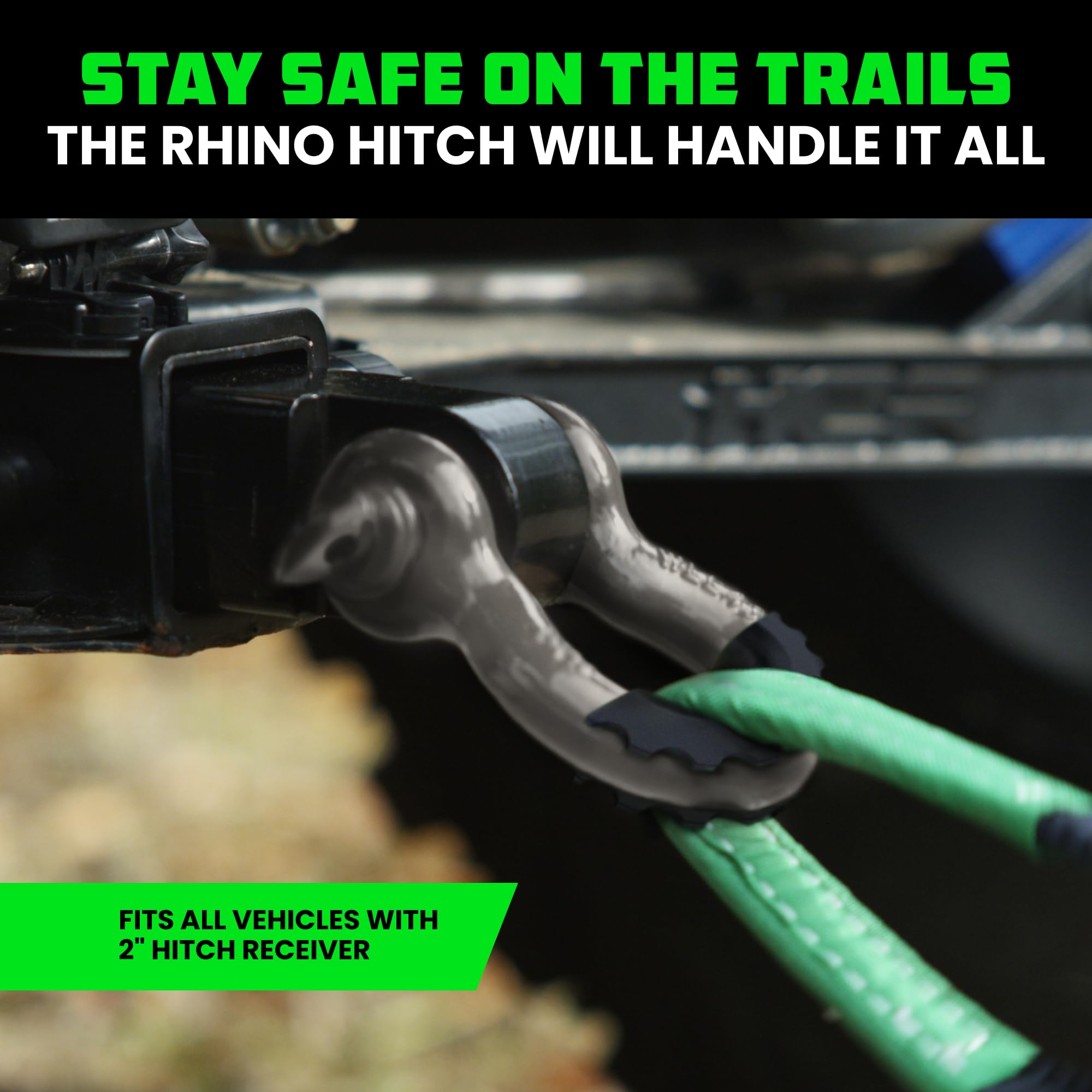 Rhino Usa Shackle Hitch Receiver (Fits 2'' Receivers) Best Towing Accessories For Trucks, Jeep, Toyota & More - Connect Your Rhi