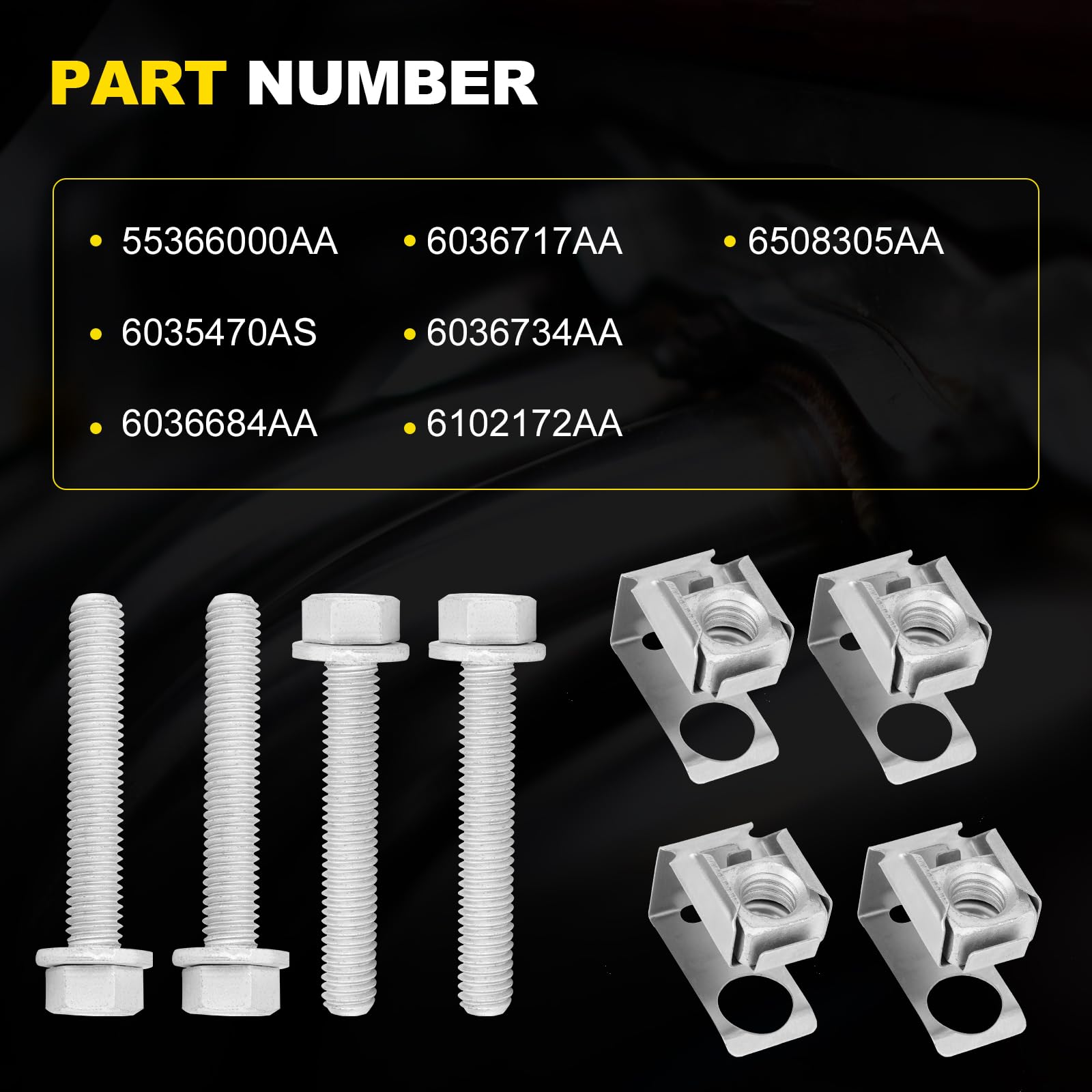 4 Sets Exhaust Manifold Flange Bolts & Nuts 03442 Hardware Kit Compatible with Jeep Wrangler, Dodge Durango Dakota, Ram 1500, Re