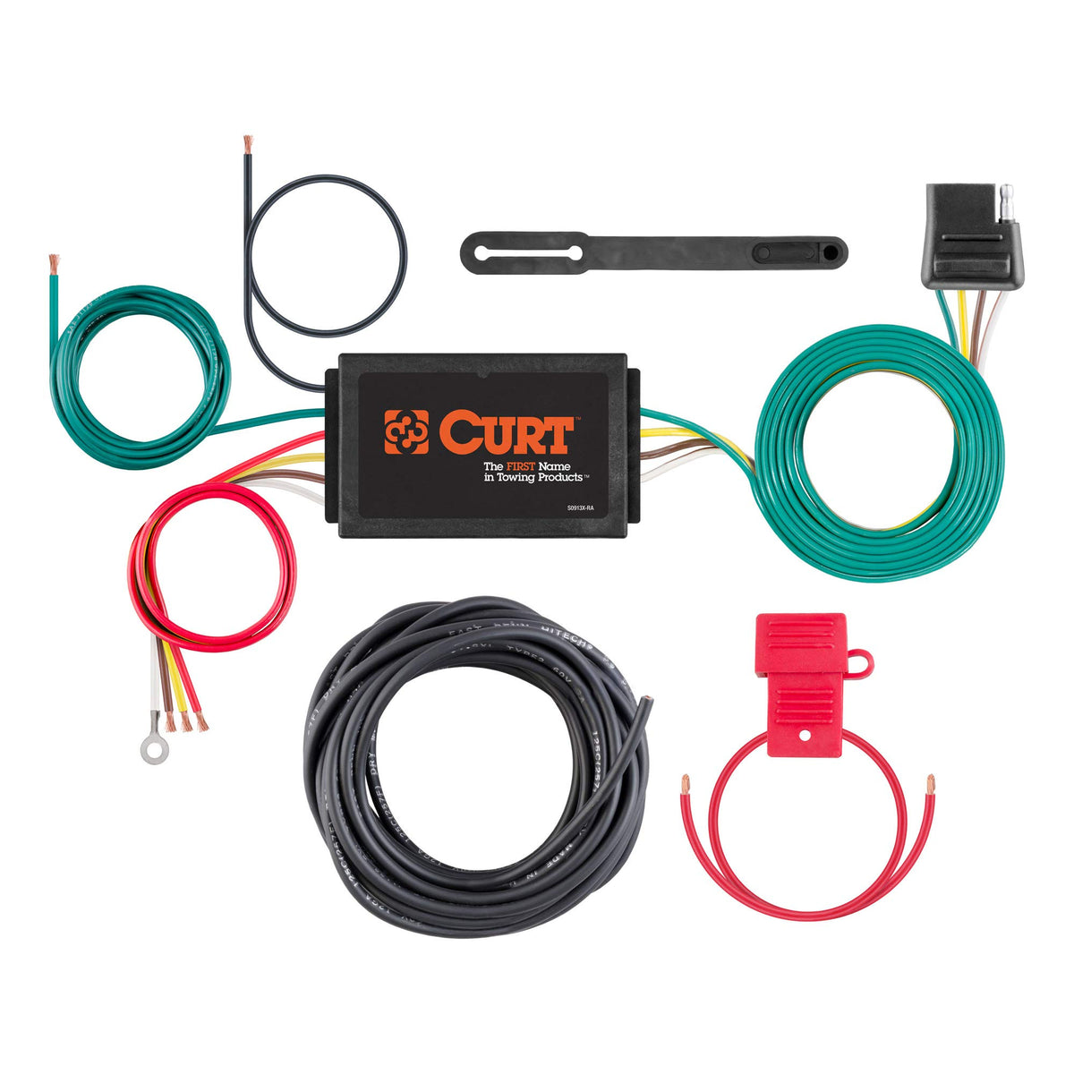 Curt 59187 Powered 3-To-2-Wire Splice-In Trailer Tail Light Converter Kit, 4-Pin Wiring Harness