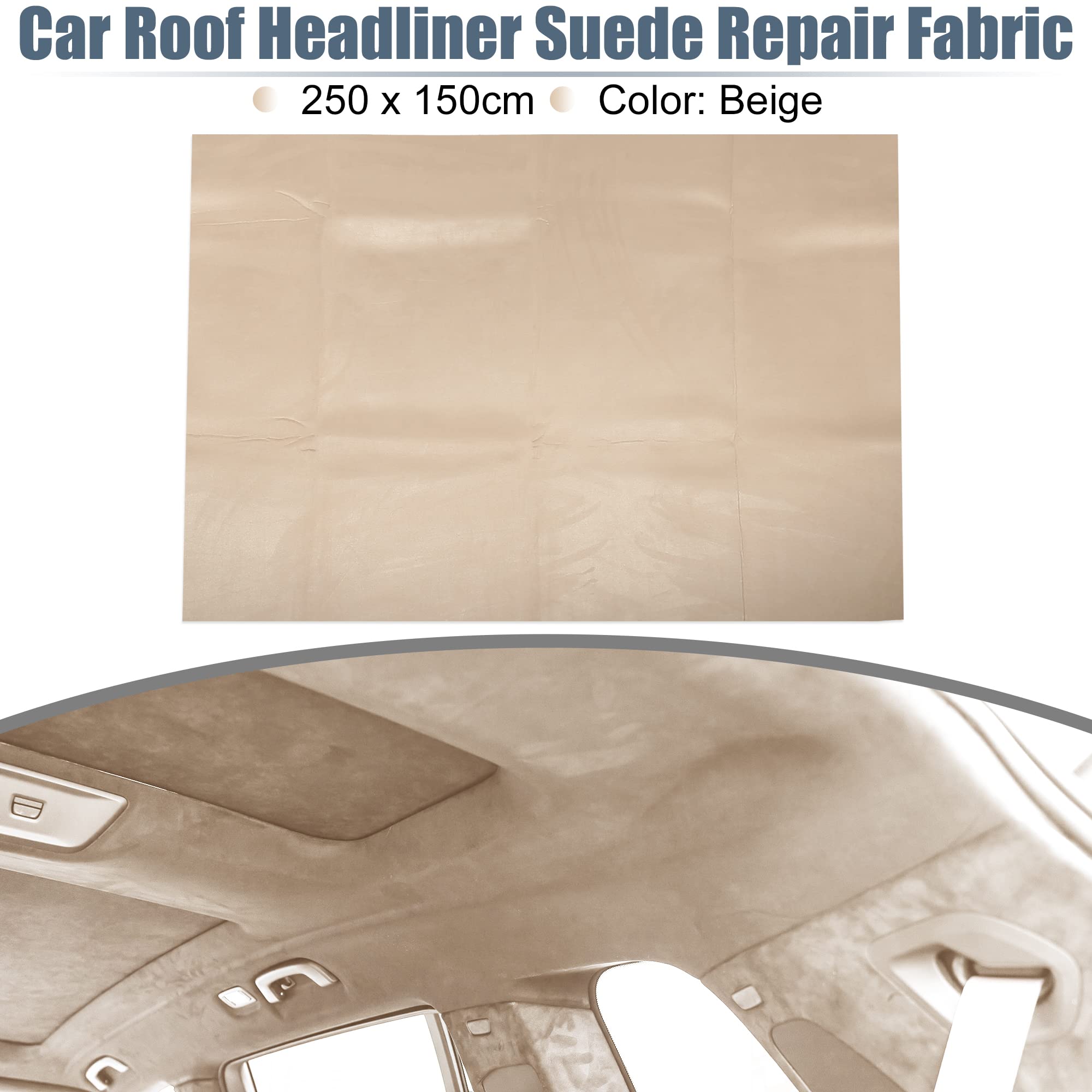 X AUTOHAUX Suede Headliner Fabric 98 Length x 60 Width Foam Backed for Car Truck RV SUV Interior Trim Protect Aging Broken F
