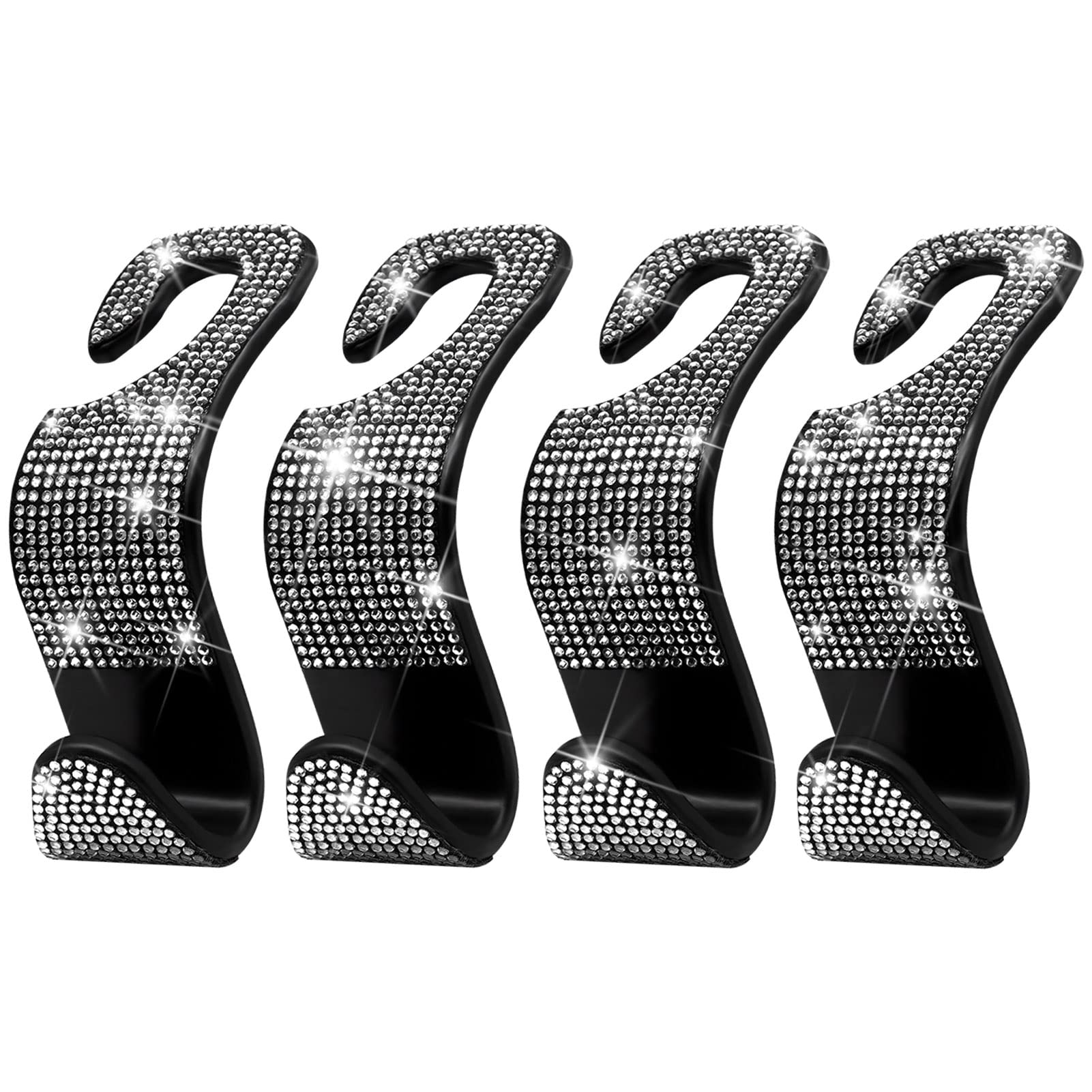 Car Purse Hook Bling Car Headrest Hook For Women Girls, 4 Packs Auto Back Seat Hangers Rear Headrest Hook For Purse, Bag, Handba