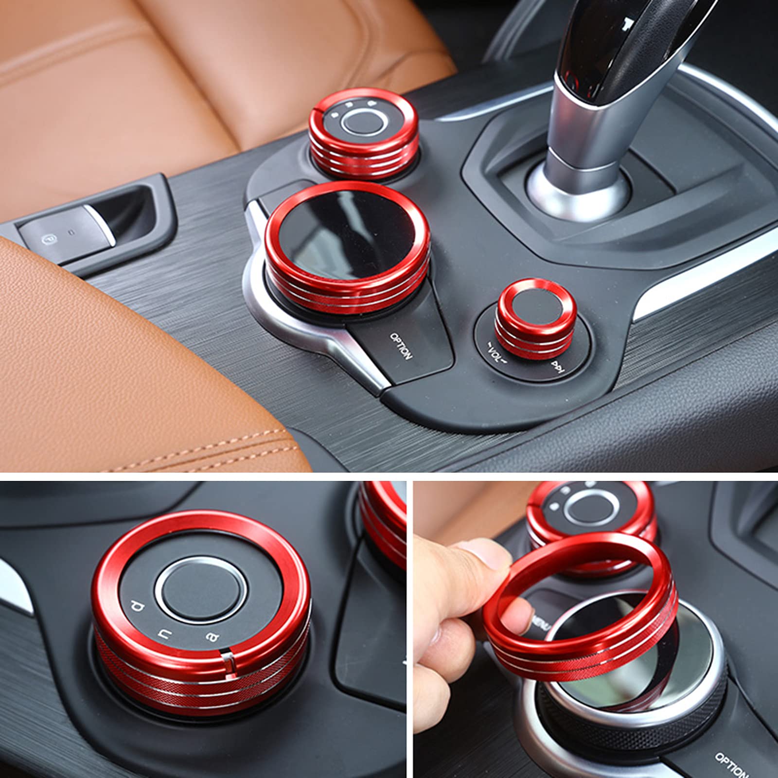 3Pcs Car Multimedia Knob Cover Sticker Decal Interior Trim Fit For Alfa Romeo Giulia Stelvio 2016 2017 2018 2019 Interior Accessories