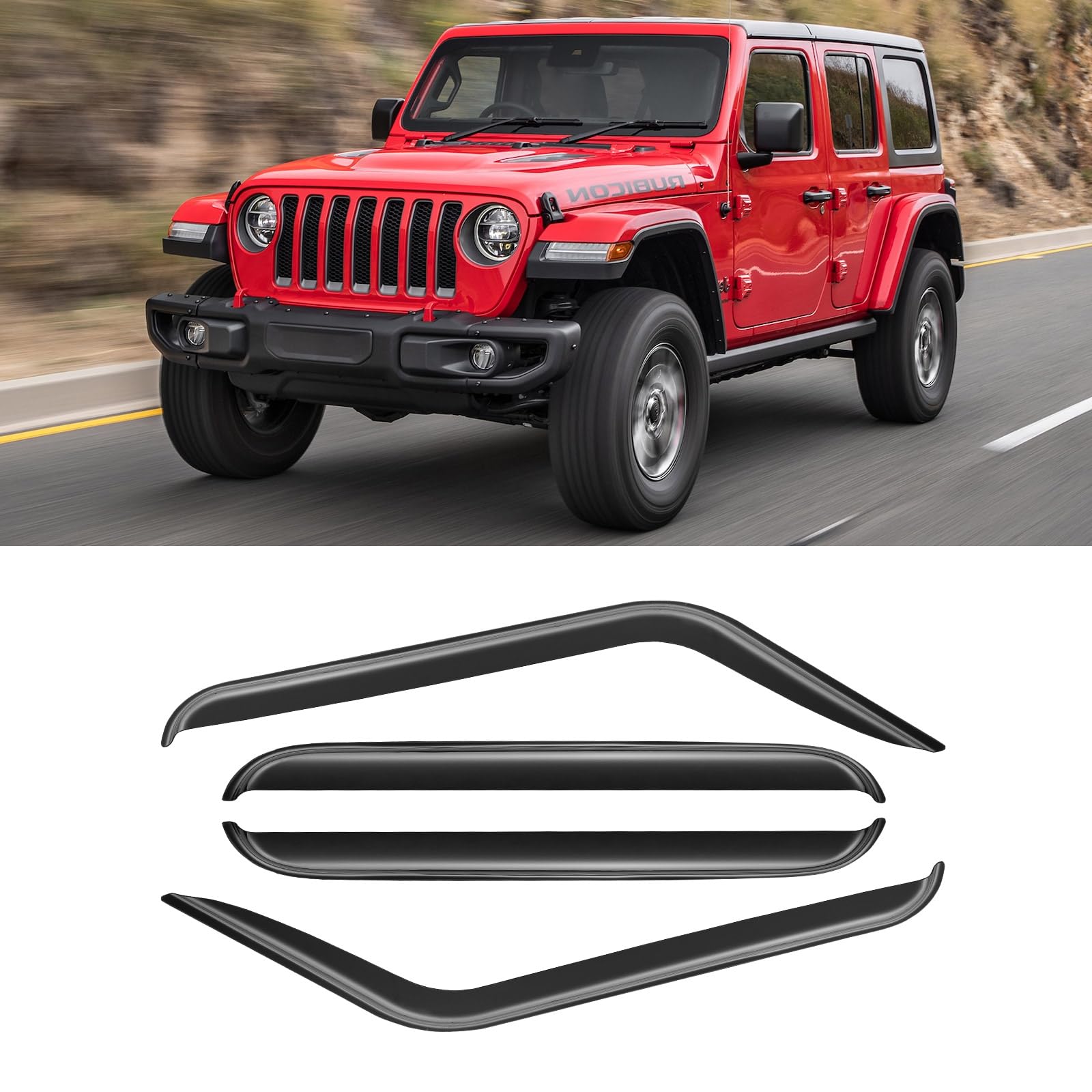 Window Rain Guards For 2018-2024 Jeep Wrangler Jl/ 2020-2024 Jeep Gladiator, Window Visor Guard Vent Wind Shade Deflector Rain S