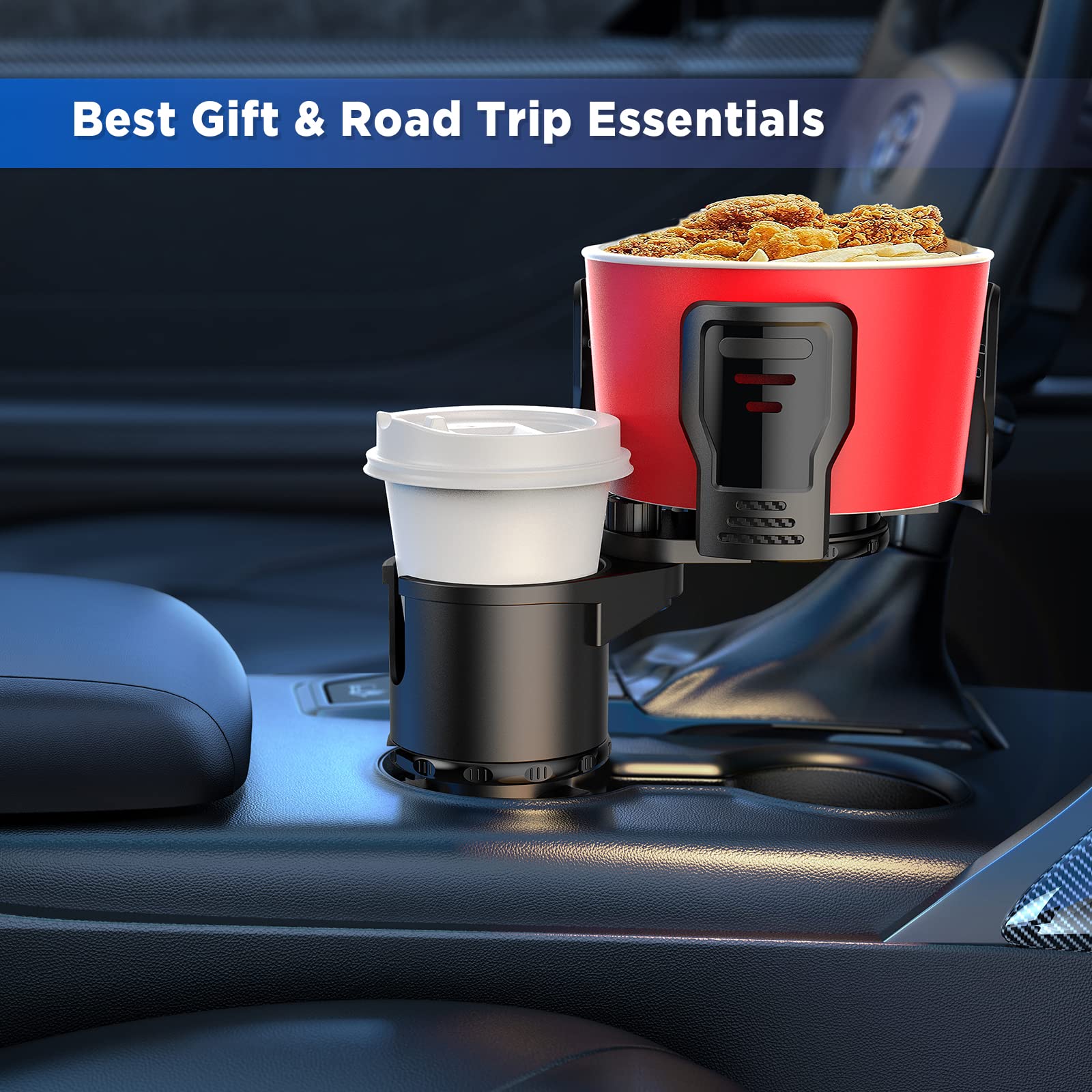 OUTXE Car Cup Holder Expander, Multifunction Extra Cupholder Extender Large Expandable Drink Adapter Universal for Auto Automoti