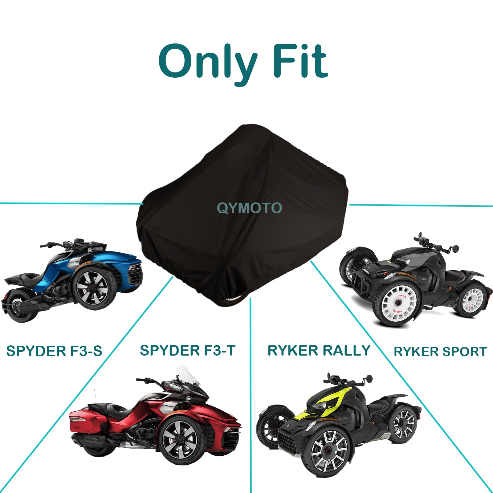 QYMOTO Spyder Full Cover, Heavy Duty Windproof Waterproof Cover for Can Am Spyder F3s F3t Cover,Ryker Sport/Rally All Weather Pr