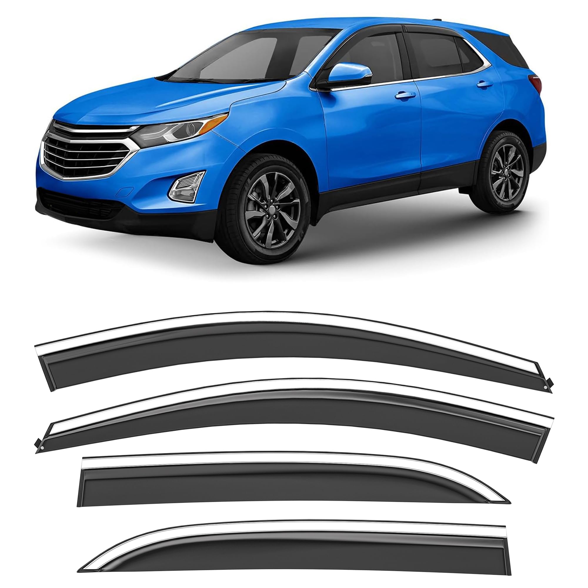 Hope You Ready Shatterproof Tape-On Window Rain Guards Fit For 2018-2024 Chevrolet (Chevy) Equinox, Extra Durable Window Deflect