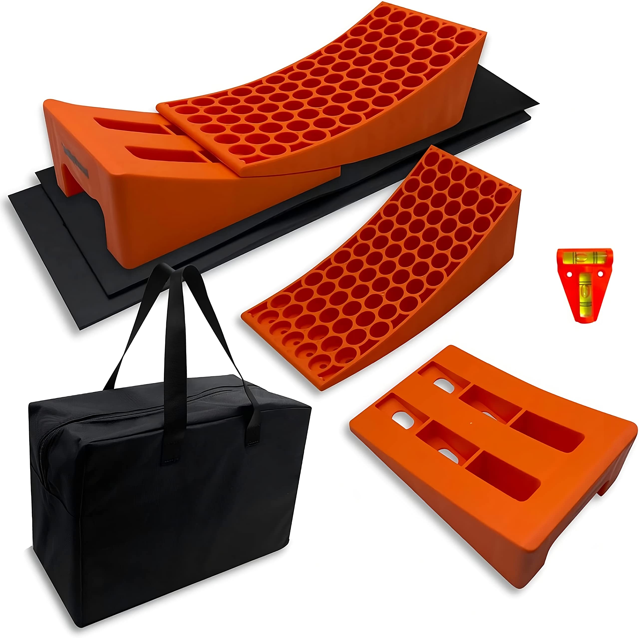 SECURITYMAN RV Leveling Ramps 2 Pack Kit | Premium Anti Slip Camper Leveler | Trailer Wheel Chocks for Dual Axle Trailers - Fast