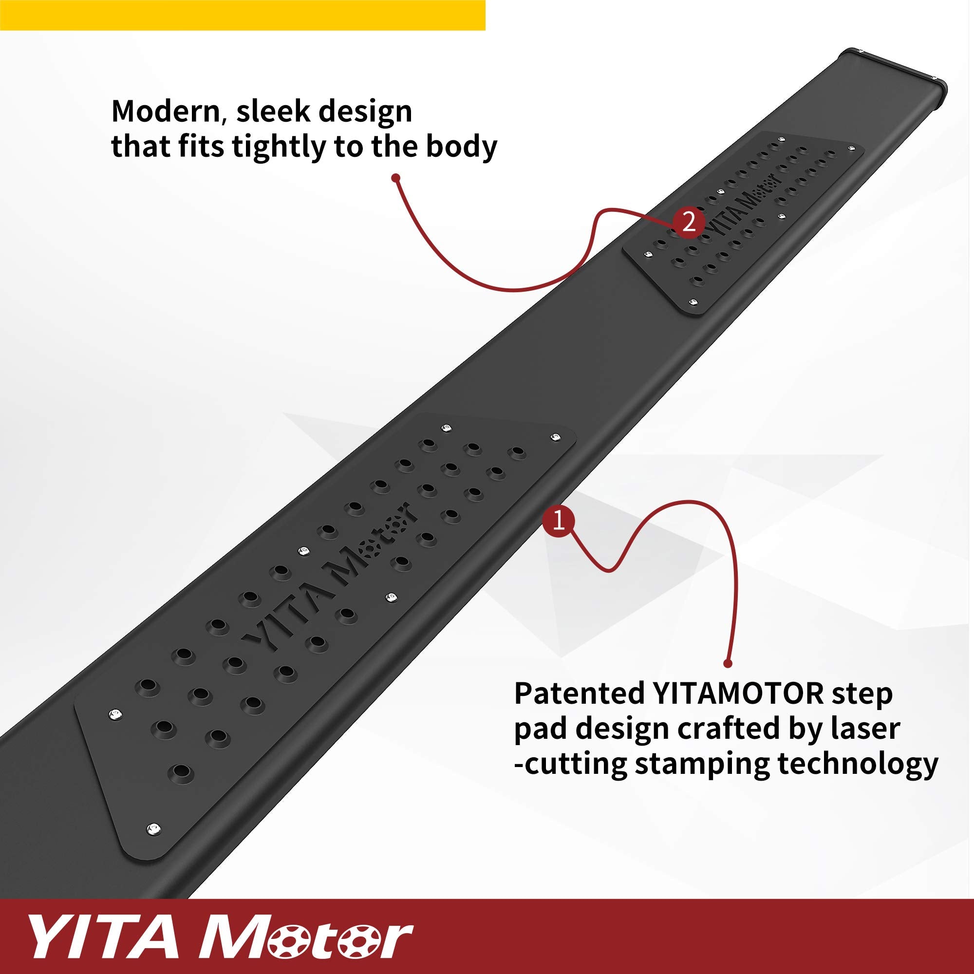Yitamotor 6.5 Inches Running Boards Compatible With 2009-2018 Dodge Ram 1500 & 2010-2022 2500 3500 Crew Cab Black Textured Nerf