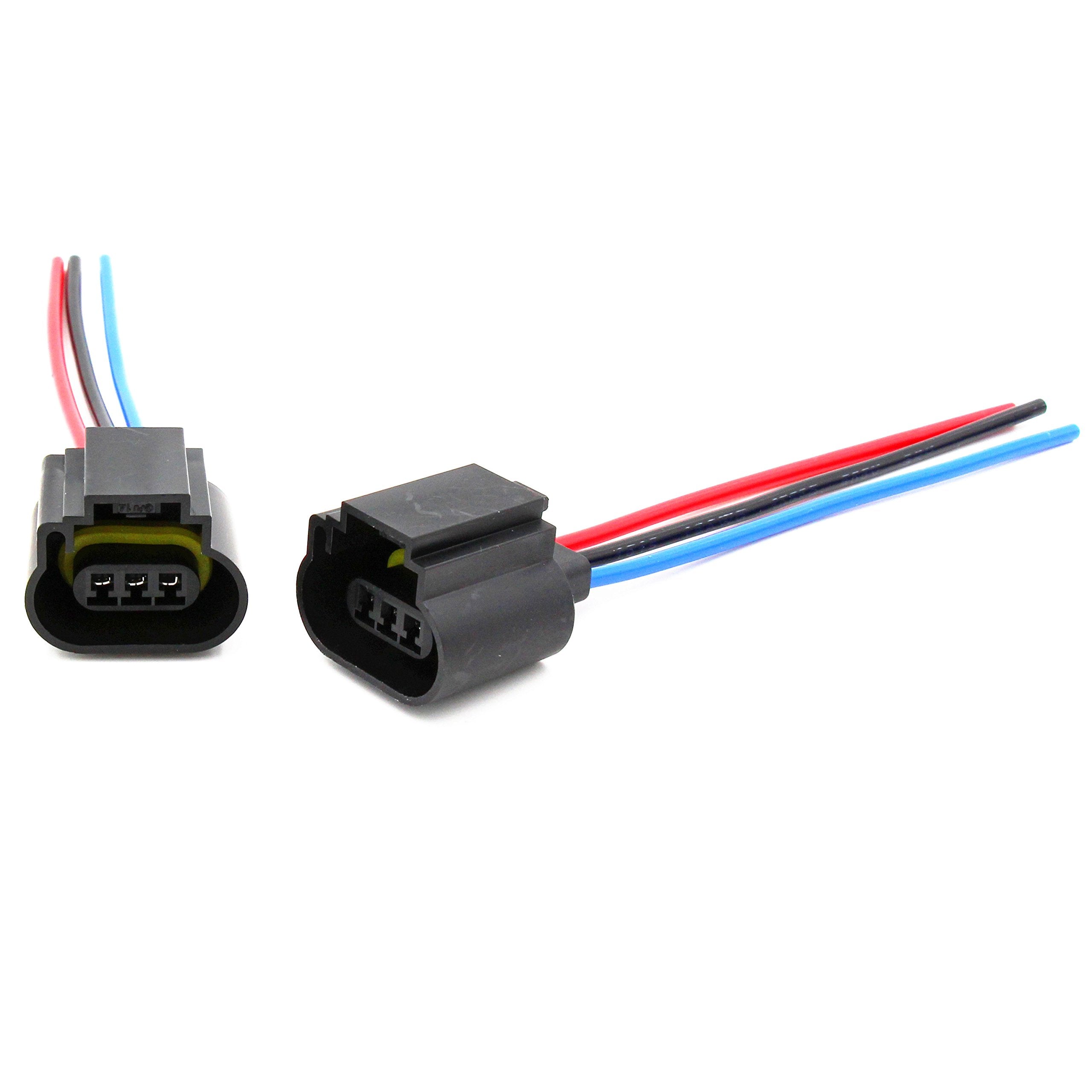 Alla Lighting 9008 H13 Socket Female Adapter Wiring Harness Wire For H13Ll Fog Lights Lamps Bulbs (2Pcs/Pk)