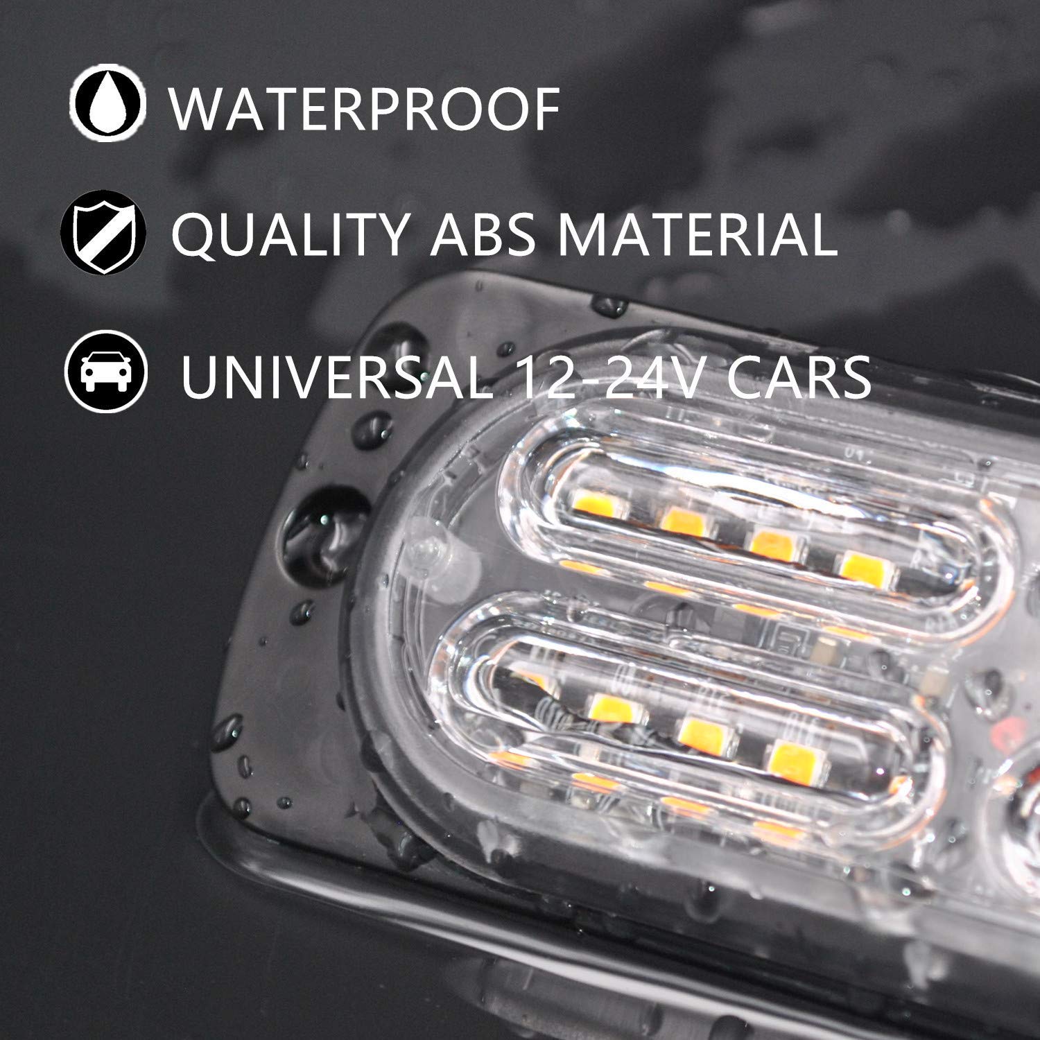 Ease2U E 12-24V 20-Led Super Bright Emergency Warning Caution Hazard Construction Waterproof Amber Strobe Light Bar With 32 Diff