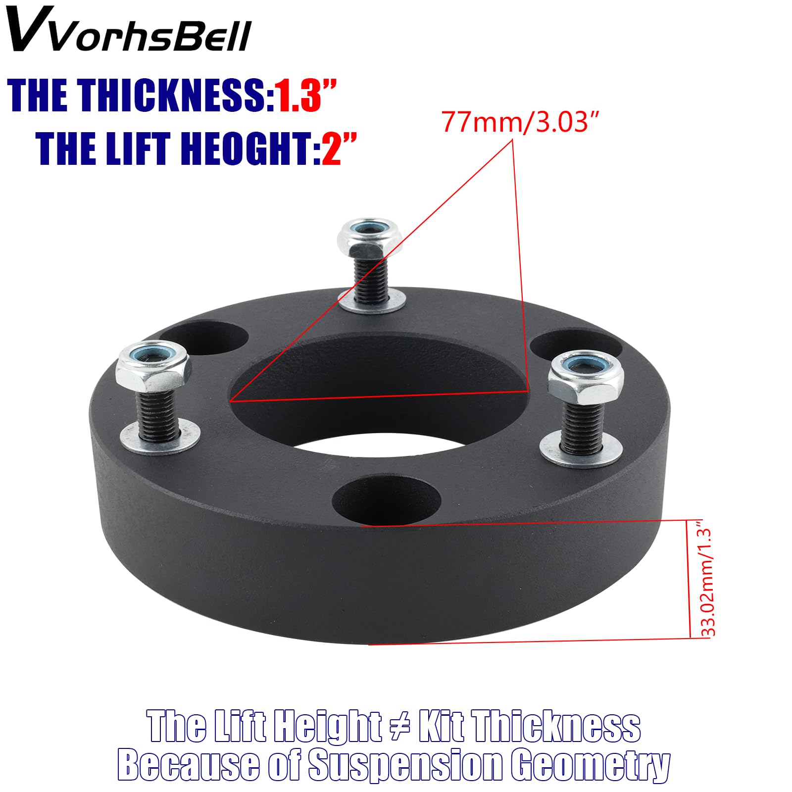 VVORHSBELL 2'' Front Leveling Lift Kit Compatible with 2007-2023 Chevy Silverado 2WD 4WD GMC Sierra 1500 2WD 4WD, Suspension Lev