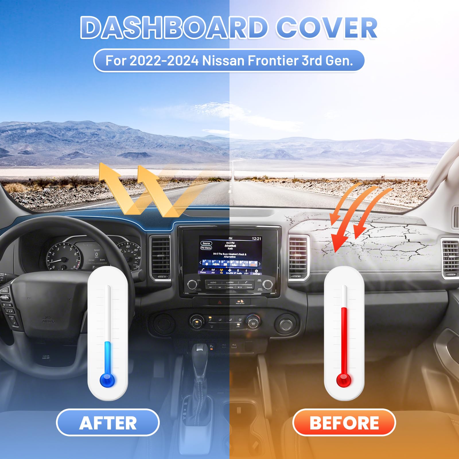 Sunsdrew Dash Cover For 2022-2025 Nissan Frontier Dashboard Cover Mat For Frontier Accessories Suede Dash Mat Frontier Sun Shade