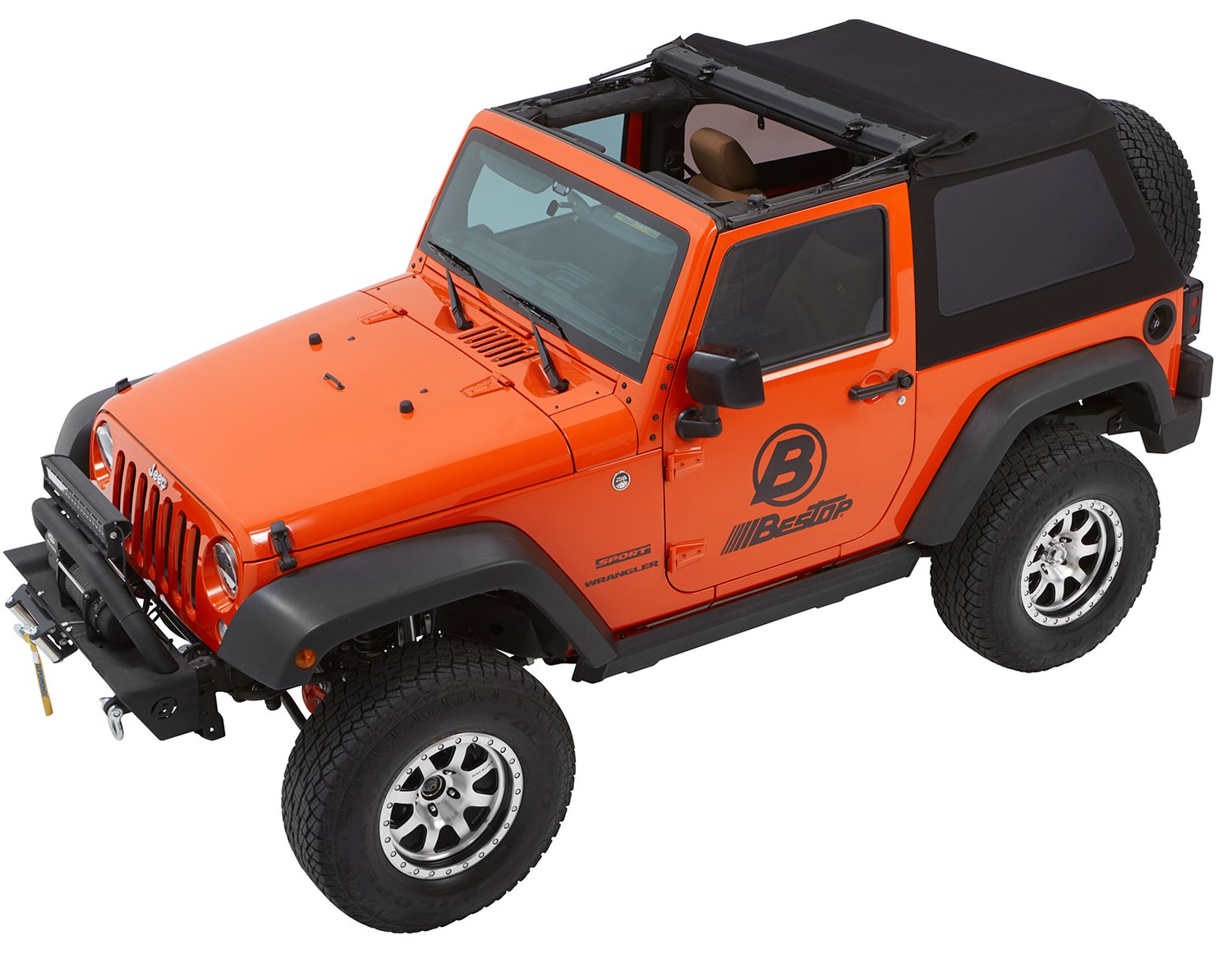 Bestop 5492217 Black Twill Trektop Nx Glide Convertible Soft Top For 2007-2018 Wrangler Jk 2-Door
