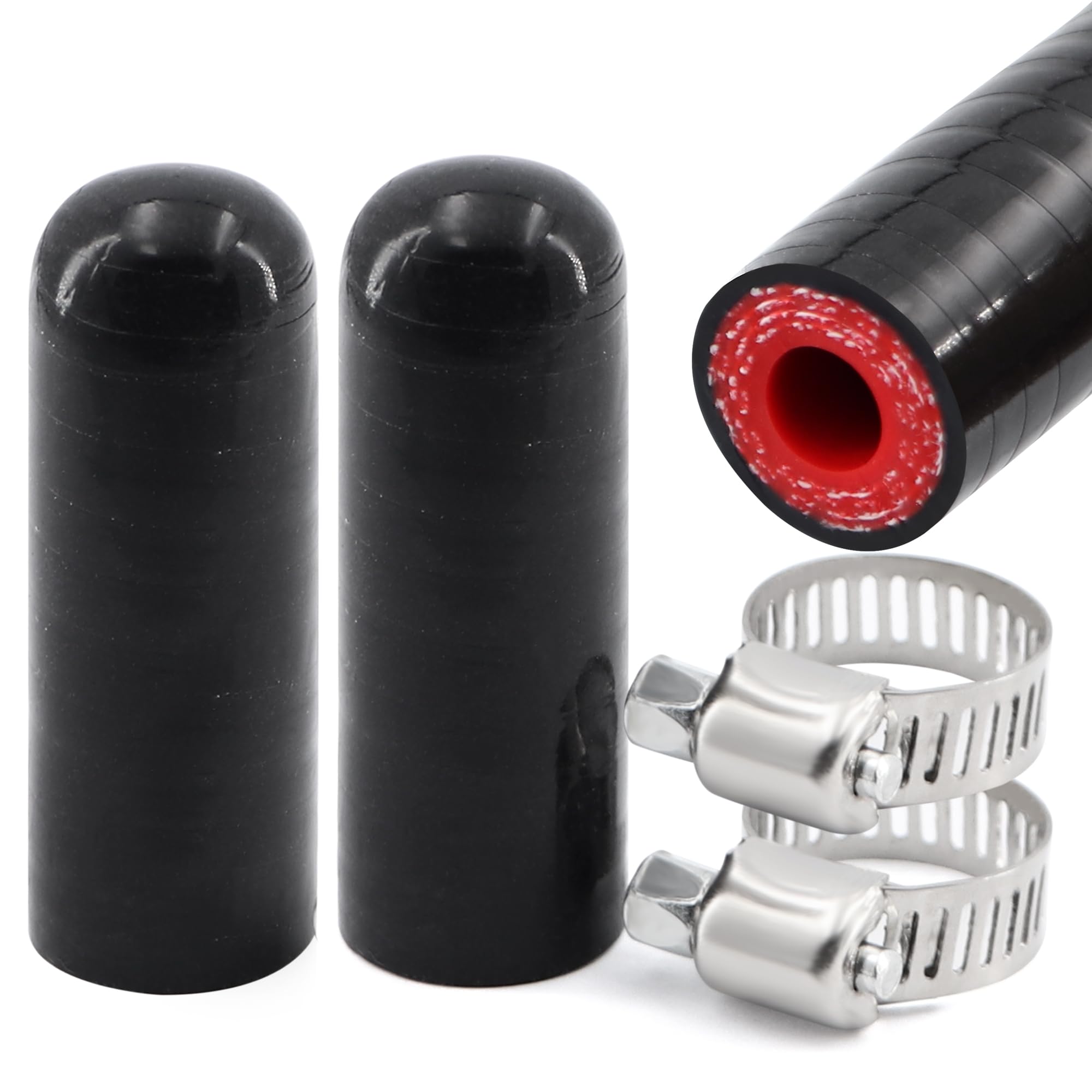 2Pcs High Temperature 4-Ply Reinforced Silicone Hose Cap ID 5/16 Inch(8mm) Hose End Plug for Turbo Bypass Valve/Throttle Body Wa