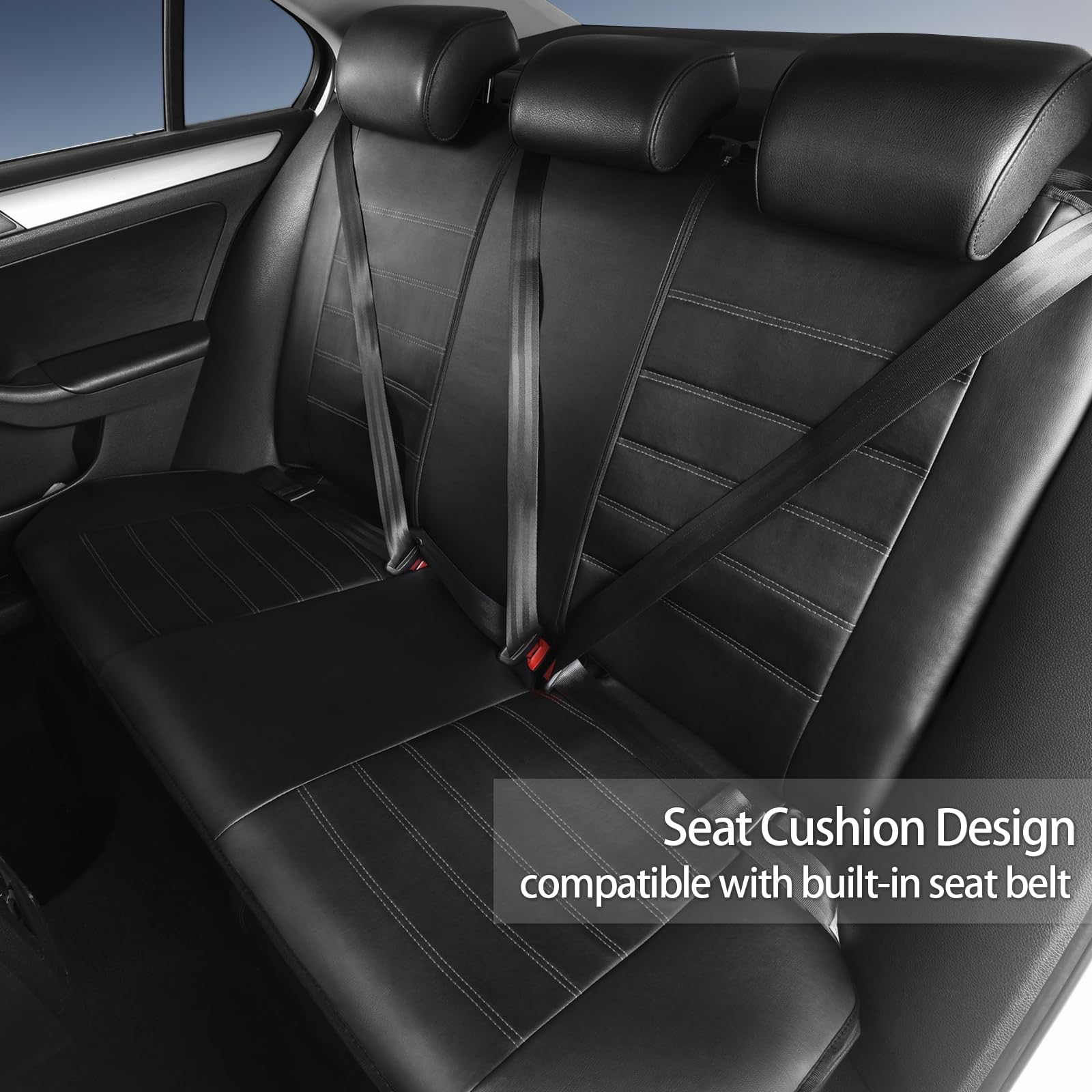 Toyoun Classic Universal Pu Leather Car Seat Covers Full Set Fit Most Cars Trucks Suvs Or Vans Gray High Back Front Bucket And R