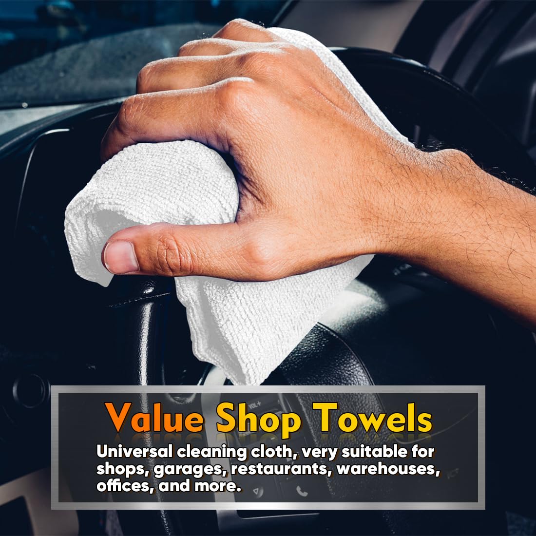 Homexcel White Shop Towels 100 Pack, Reusable Microfiber Towels For Cars, Bulk Multipurpose Microfiber Cleaning Cloths, Lint Fre