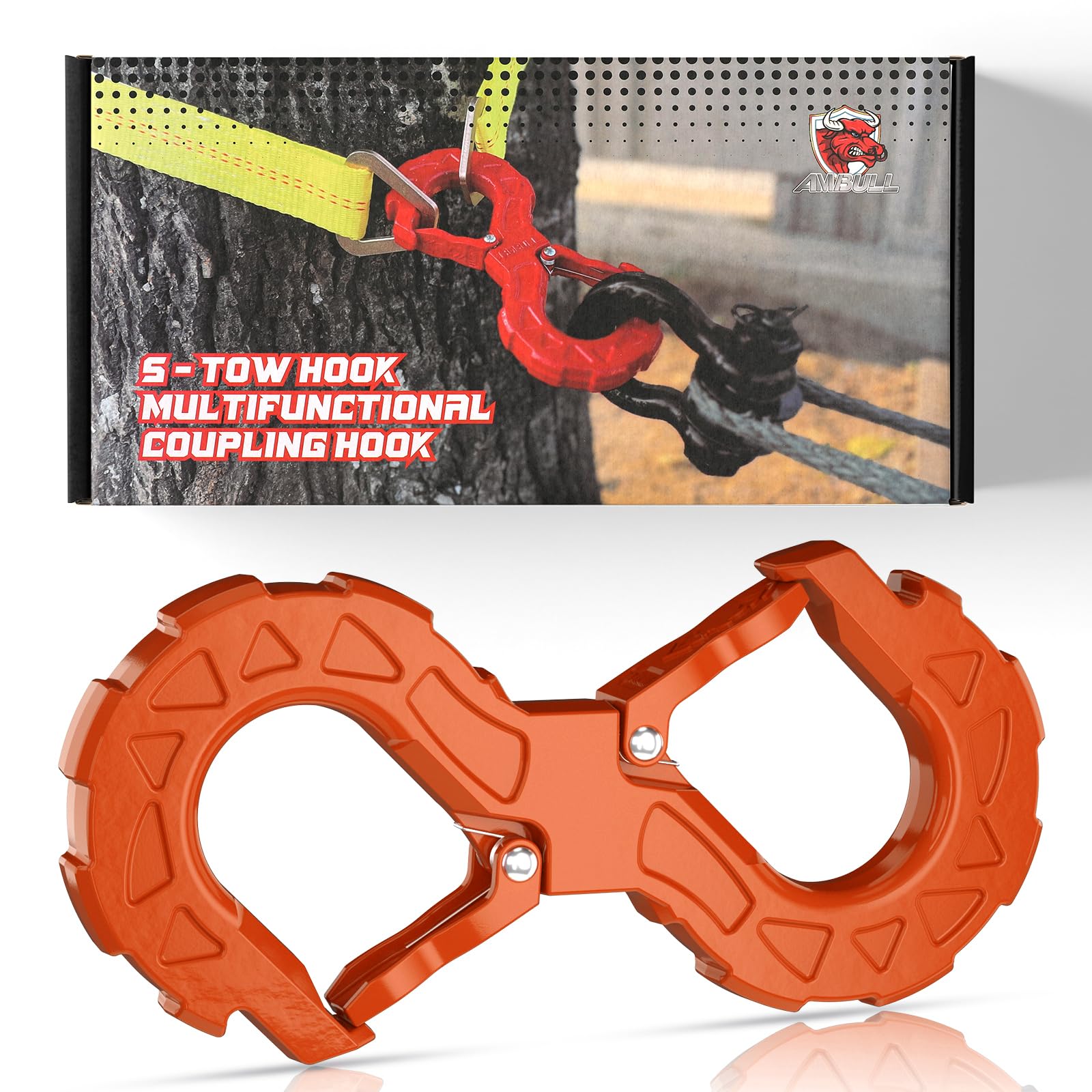 Ambull 3/8 Tow Hook, Winch Hook For Off-Road Recovery, Towing Shackle 33000 Lbs, G80 Heavy Duty Strength Integrated Winch Quick