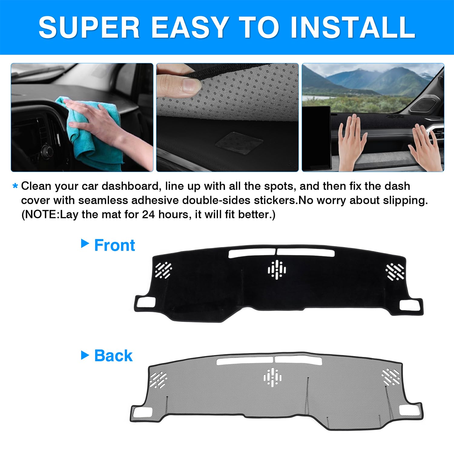 Autorder Dashboard Cover Mat For 2024 2025 Toyota Tacoma Accessories Dash Cover Upgrade Velvet Dash Mat Uv Rays Protector