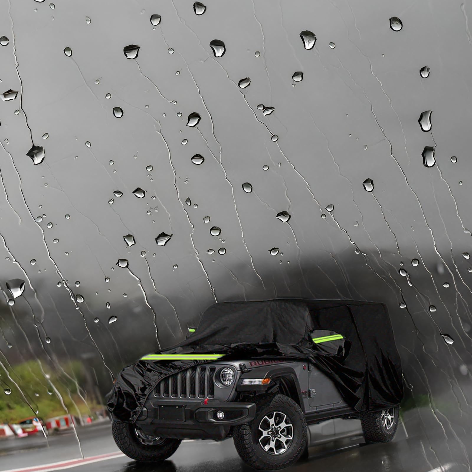 JZAHYUK Waterproof Car Cover for Jeep Wrangler 2 Door, All Weather for Jeep Rain Cover for Automobiles, Outdoor Full Exterior fo