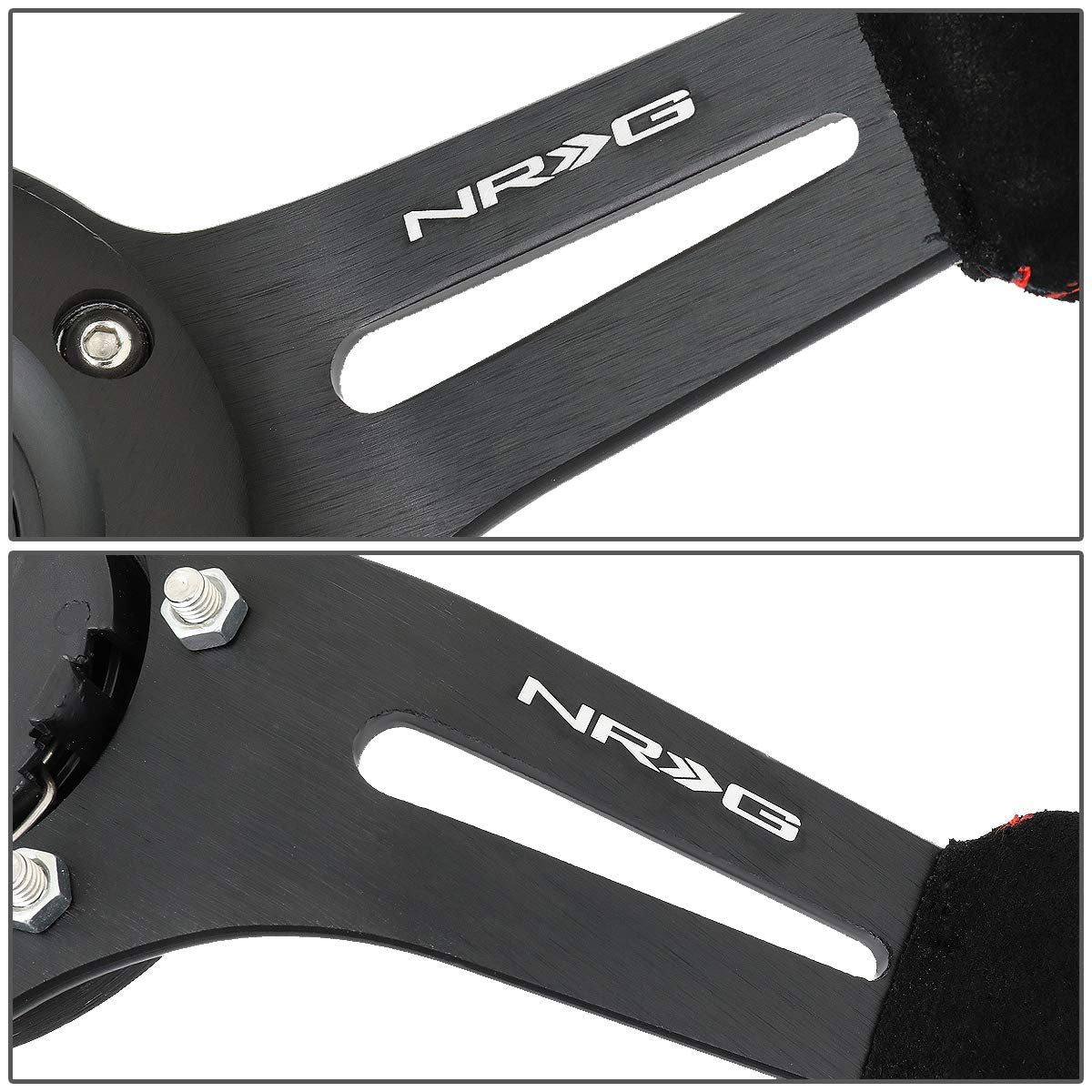 Nrg Reinreplacement Forced Rst-018S-Rs 350Mm 3'' Deep Dish Red Stitch Black Suede Grip Steering Wheel