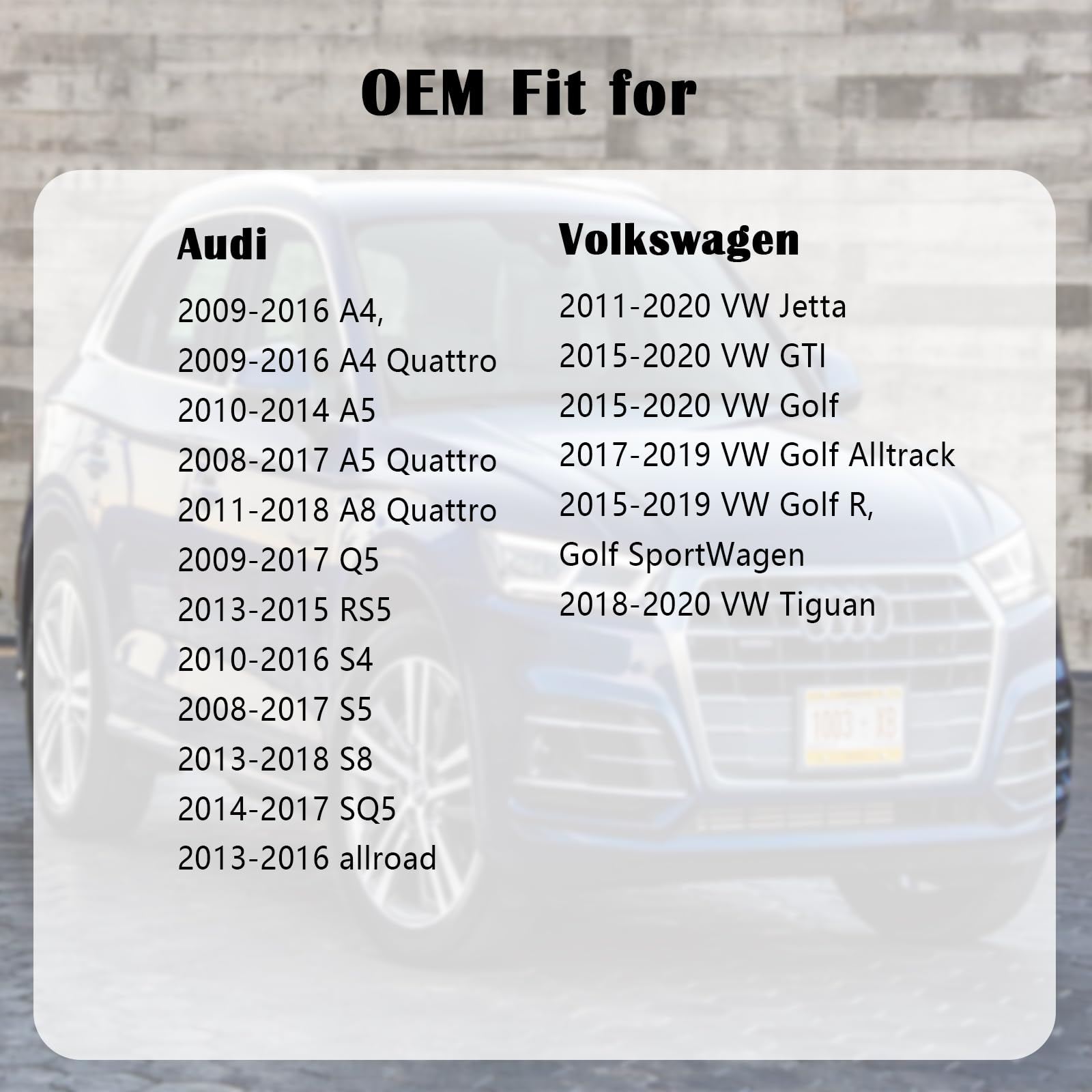 Gas Cap Fuel Cap For Audi Volkswagen, 2009-2016 A4, 2010-2014 A5,2009-2016 A4/A5 Quattro, 2009-2017 Q5, 2011-2018 A8 Quattro, 20