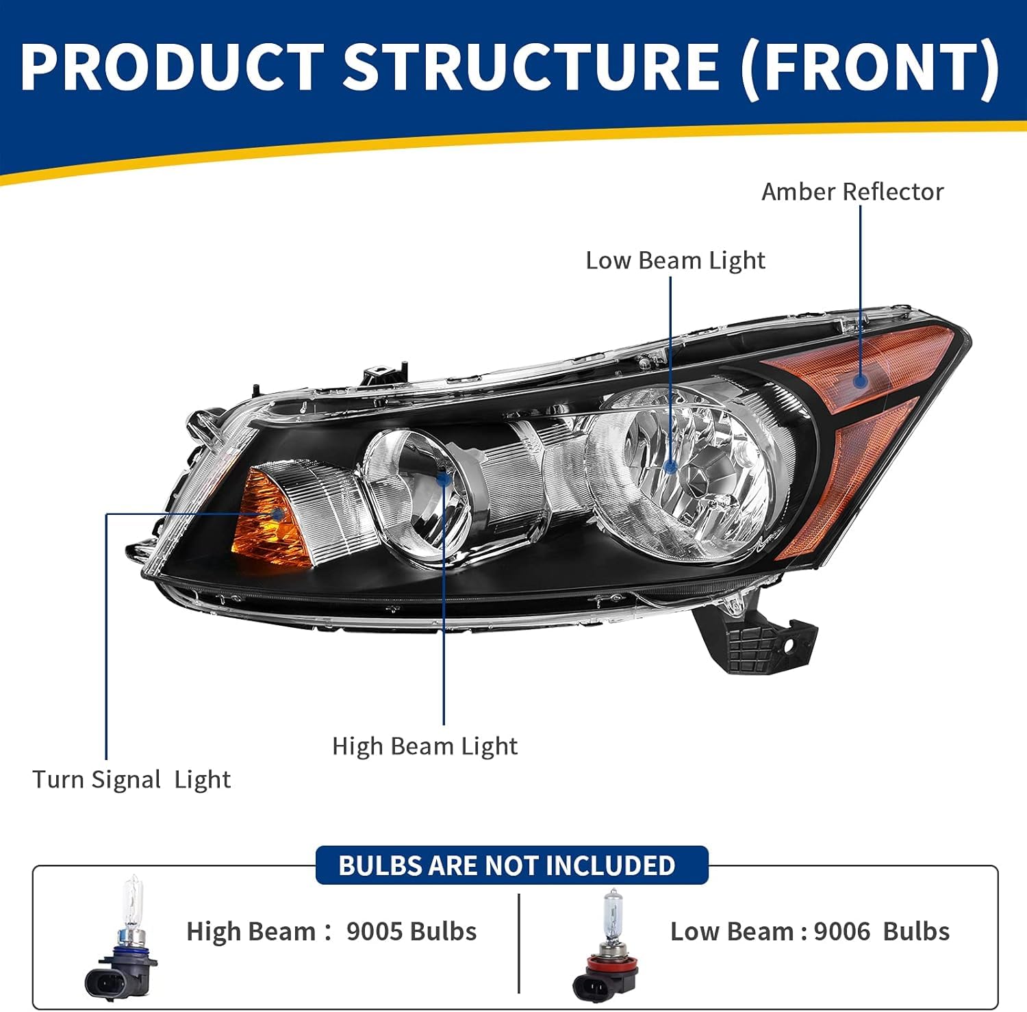 Autosaver88 Headlight Assembly Compatible With 2008-2012 Honda Accord Sedan 4-Door, 08 09 10 11 12 Accord Headlights, Driver And