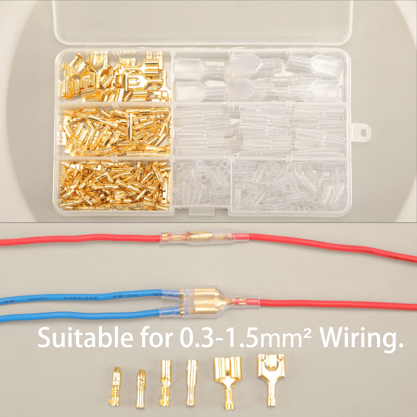 Feggizuli 320Pcs Double Bullet Wire Connectors, 3.9Mm 3.5Mm Male And Female Bullet Terminal Connectors With Insulation Sleeve, C
