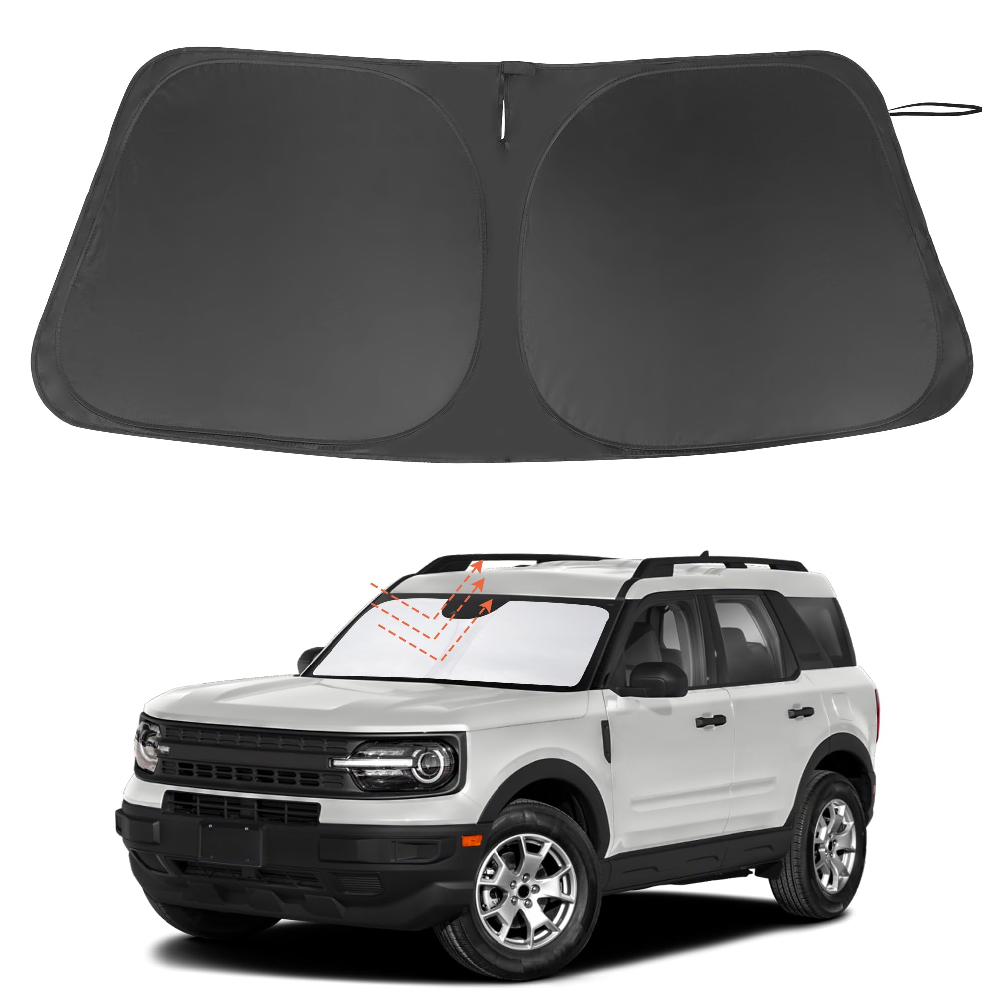 Windshield Sun Shade Custom Fit For 2021 2022 2023 2024 2025 Ford Bronco Sport Accessories Foldable Sunshade Sun Blocker Protect