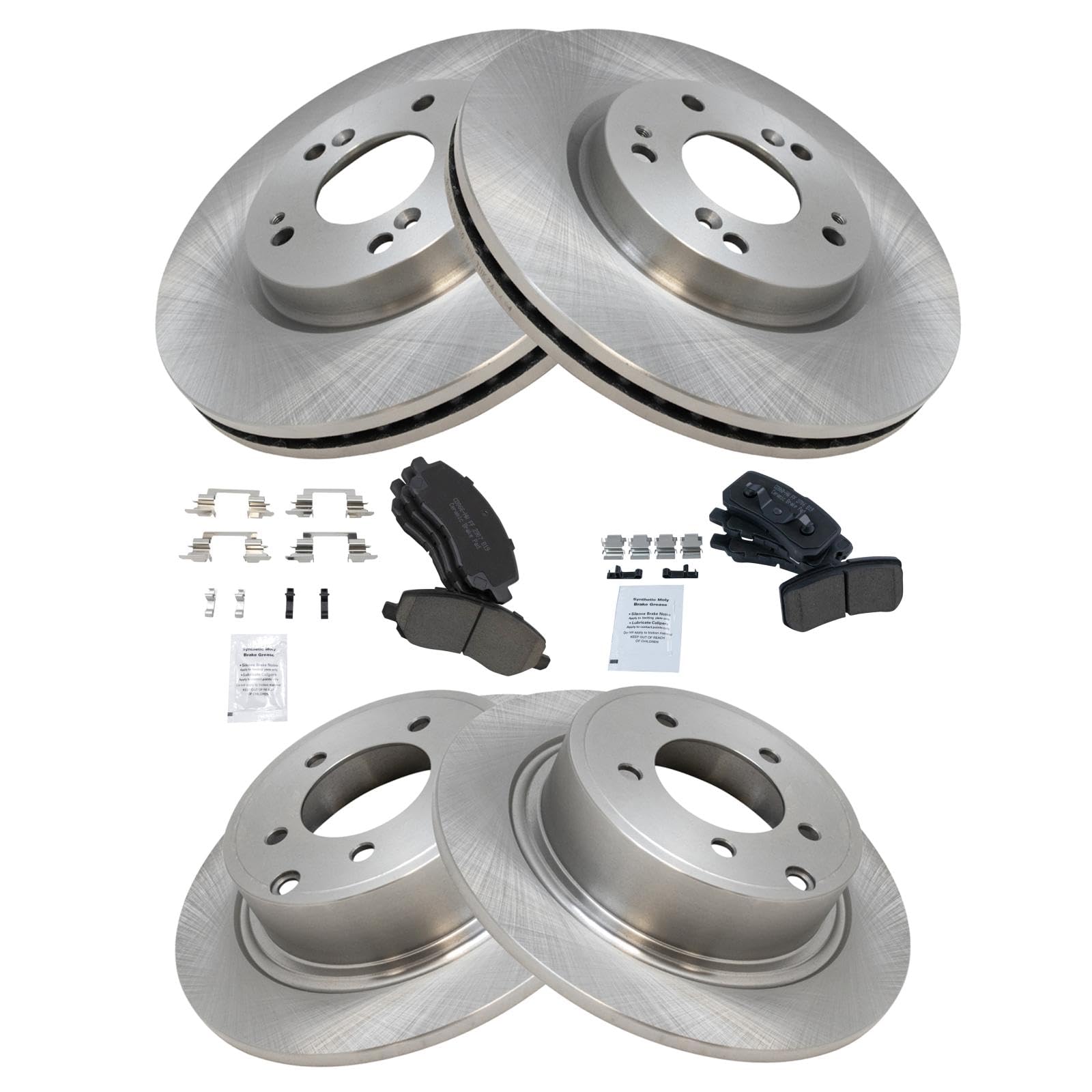 Trq Front And Rear Brake Pad & Rotor Kit Compatible With Chrysler Dodge Jeep Mitsubishi