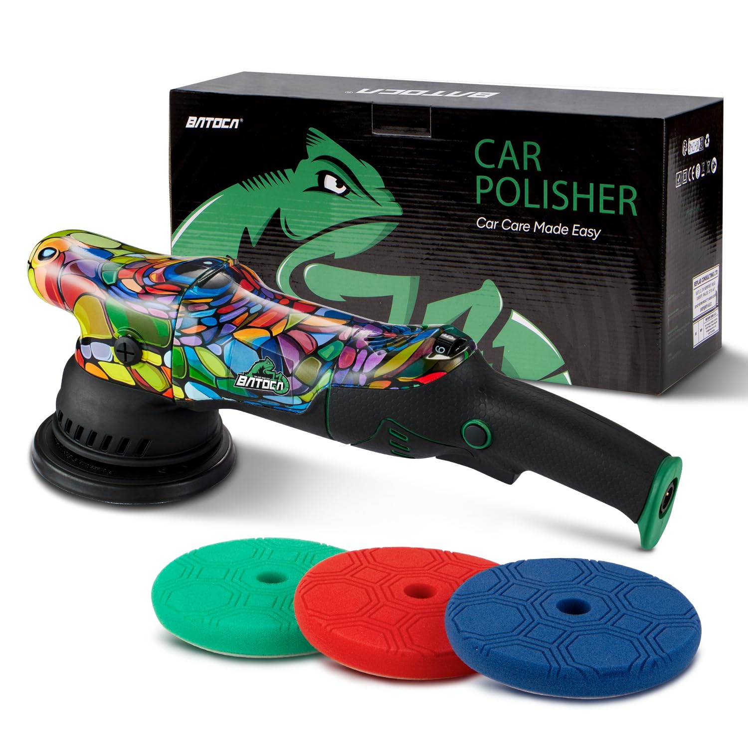 BATOCA P1 Car Buffer Polisher, 1000W High-Torque - 5-Inch 15mm Long-Throw Dual Action Orbital Polisher for Detailing - 6-Speed D