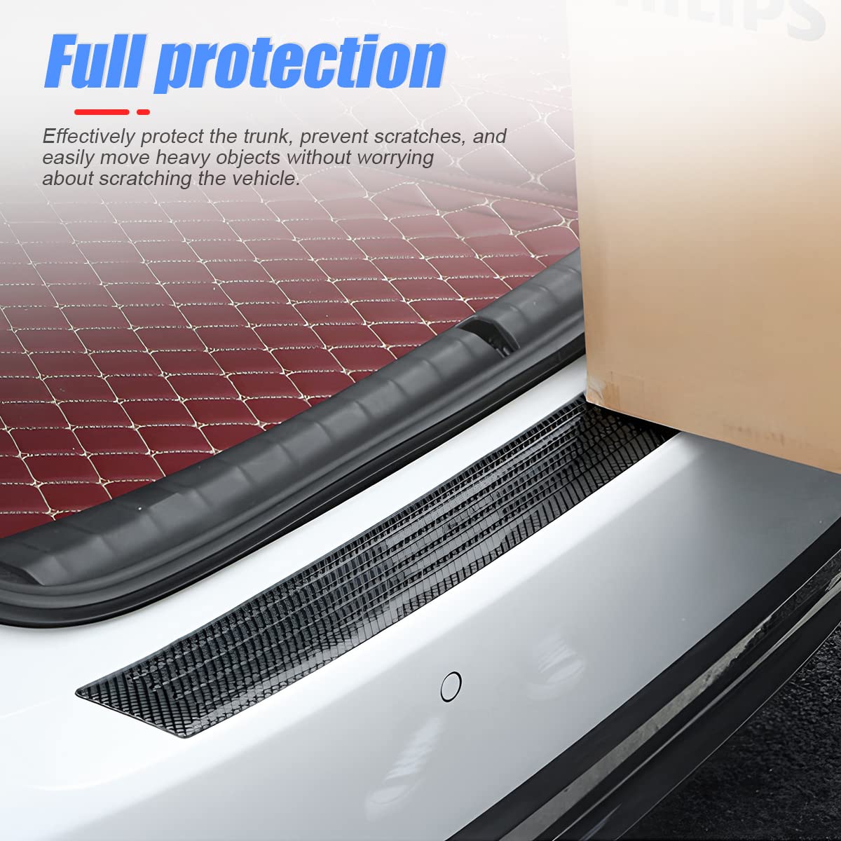 Moioee Car Rear Bumper Protector Guard, Carbon Fiber Anti-Scratch Trunk Door Sill Protection Strip, Self-Adhesive Vehicle Rear Bumper Door Entry Trim Cover, Universal For Pickup Suv Trunk (40.94')