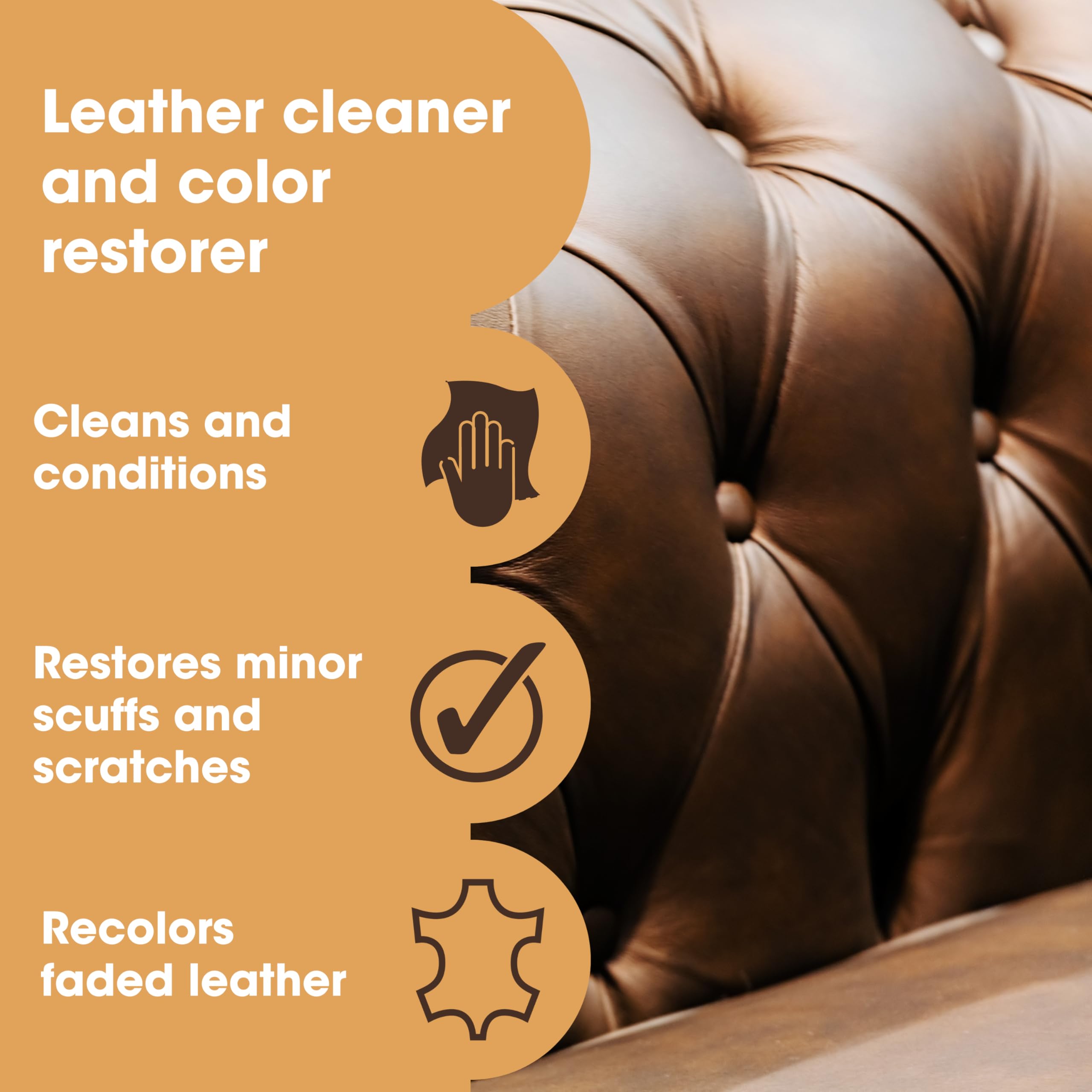 Furniture Clinic Leather Easy Restoration Kit | Includes Leather Recoloring Balm & Leather Cleaner, Sponge & Cloth | Restore & R