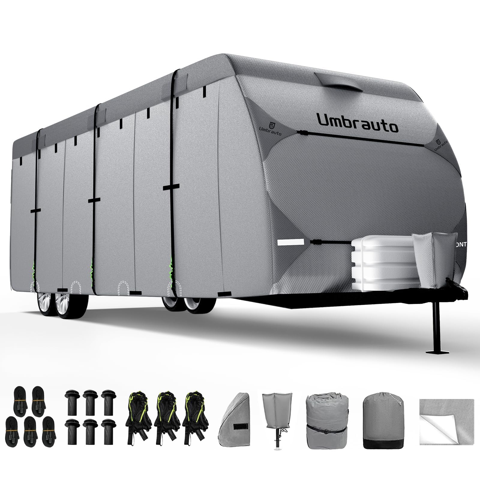 Umbrauto Rv Cover 33-35Ft: 7 Layers Travel Trailer Cover, Waterproof Camper Cover, Toy Hauler Cover With Tongue Jack Cover, Extr