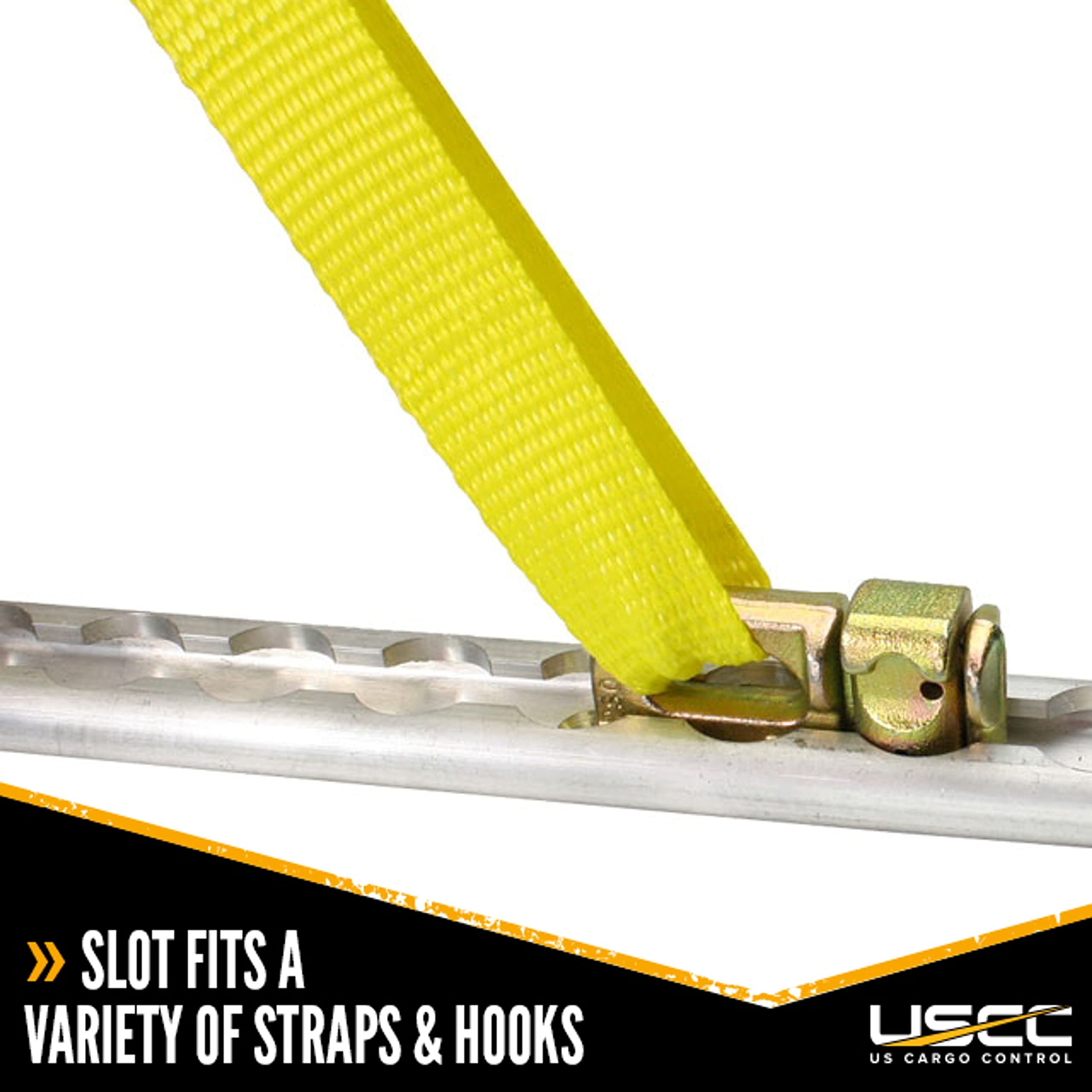 US Cargo Control L Track Double Stud Fitting, 1,666 lb Working Load Limit, Gold, 4 Pack - Instant Tie-Down Point for Trucks & Trailers