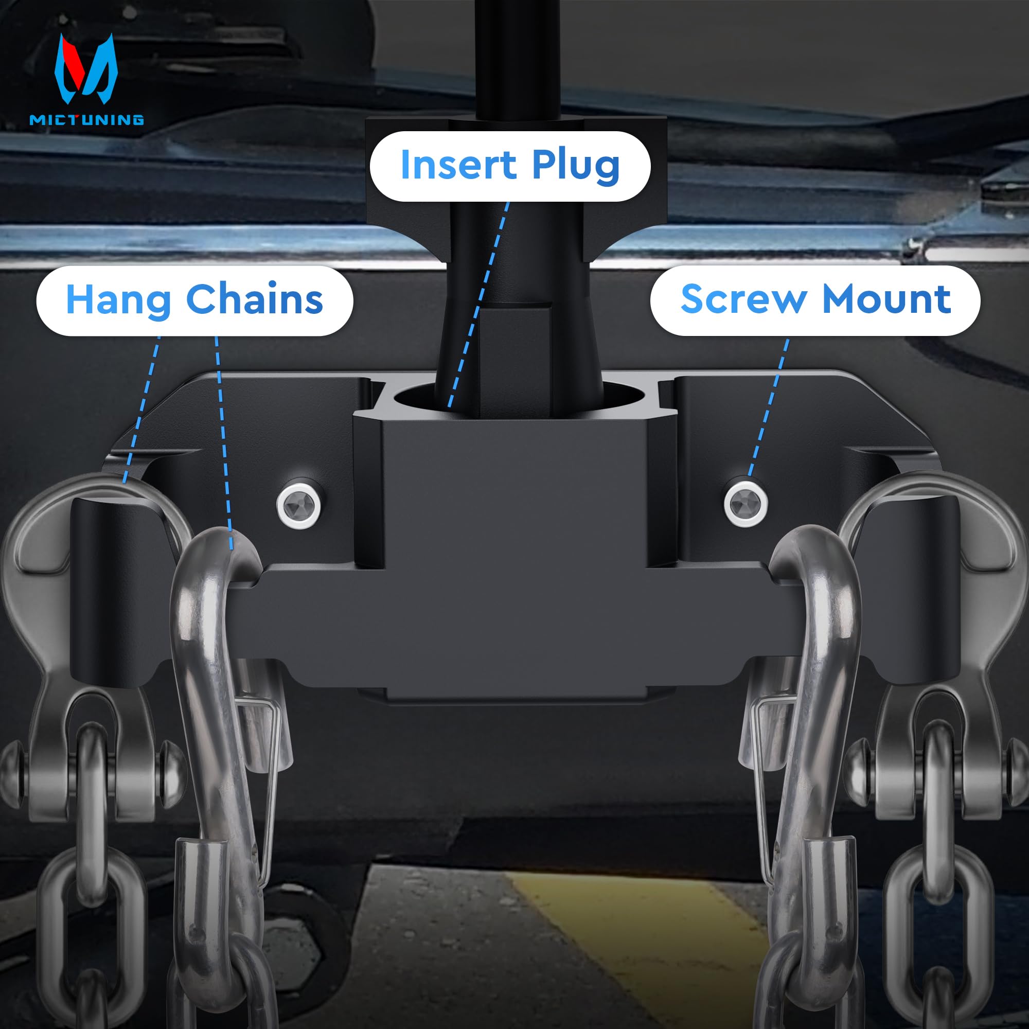 Mictuning Trailer Towing Organizer For 7 Way Plug, Heavy Duty Side Hooks Chain Cable Wire Harness Holder, Anti-Rust Aluminum Met