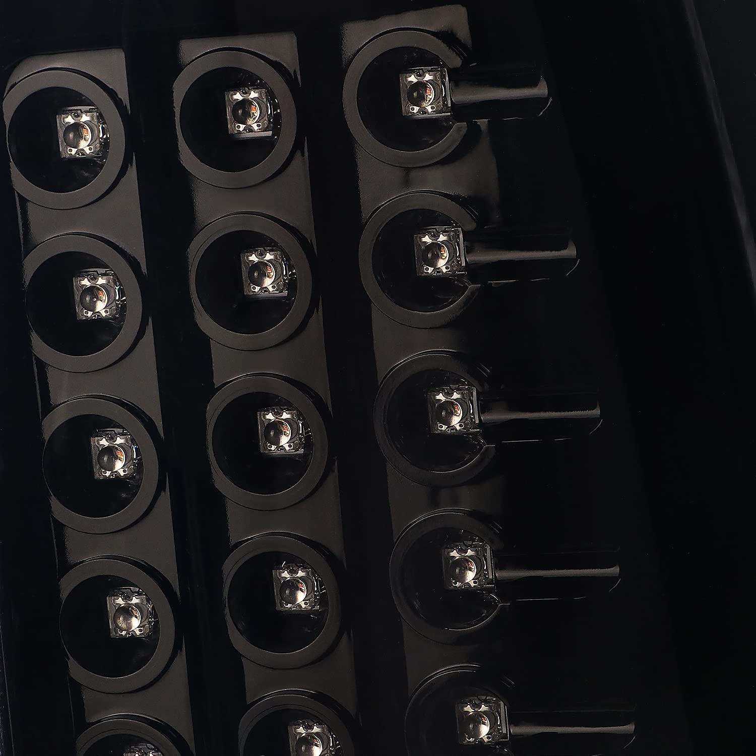 SPEC-D TUNING Glossy Black Housing Smoke Lens LED Tail Lights Compatible with 2007-2008 Dodge Ram 1500, 2007-2009 Dodge Ram 2500/3500 Left + Right Pair Assembly