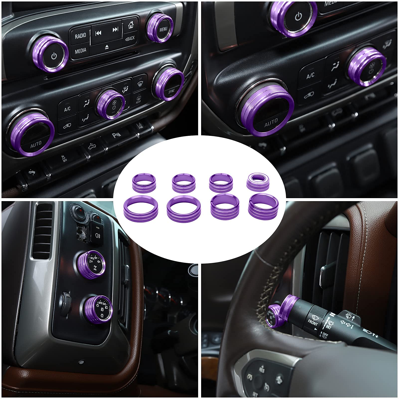 Jecar Center Console Switch Button Trim Air Conditioner Control Knob Cover For Chevy Silverado & Gmc Sierra 2014-2018, Purple