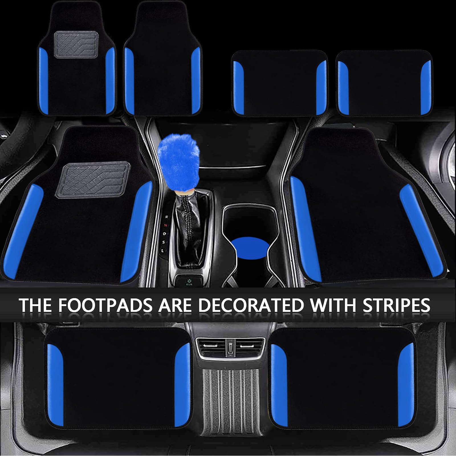 JINGSEN 21 Pcs Car Seat Covers Full Set for Women,Car Seat Covers for Car Floor Mats,3D Tyre Print with 5mm Composite Sponge Aut