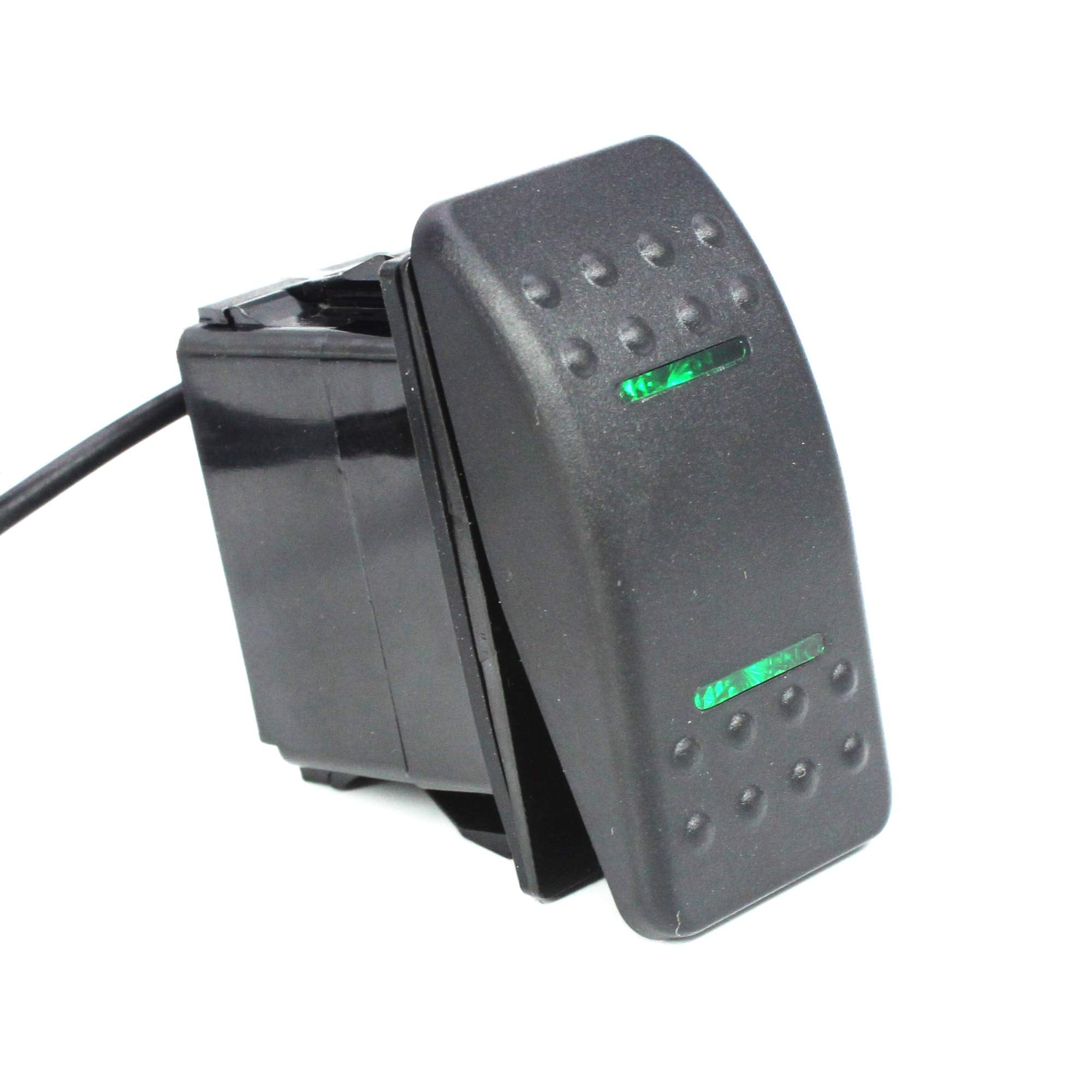 X-Haibei Marine Rocker Switch Waterproof 12V/24V On-Off-On 4 Pin Green Led Lighted For Boat Car Truck Trailer Caravan Rv Suv Atv